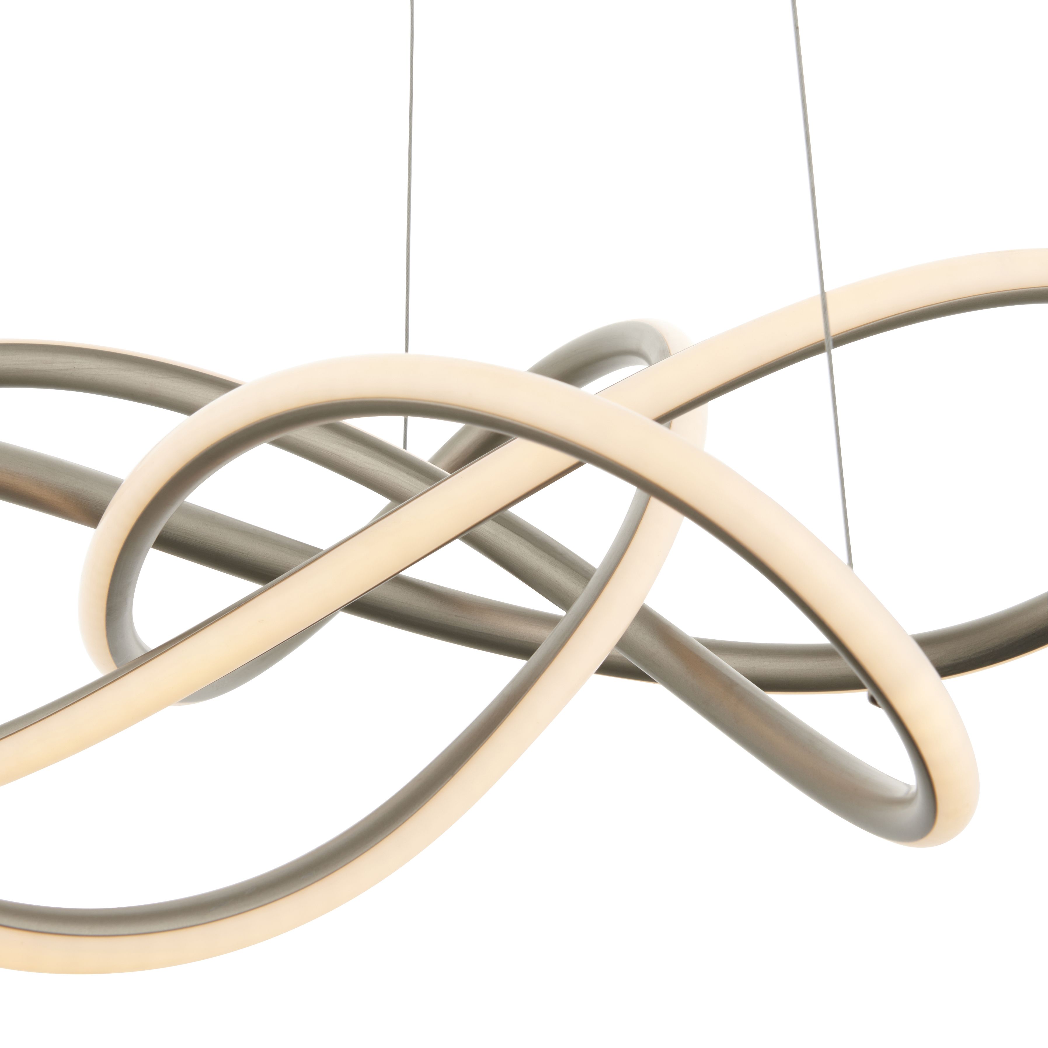 Heron Spiral Matt Aluminium alloy, silicone & steel Silver effect LED Ceiling light