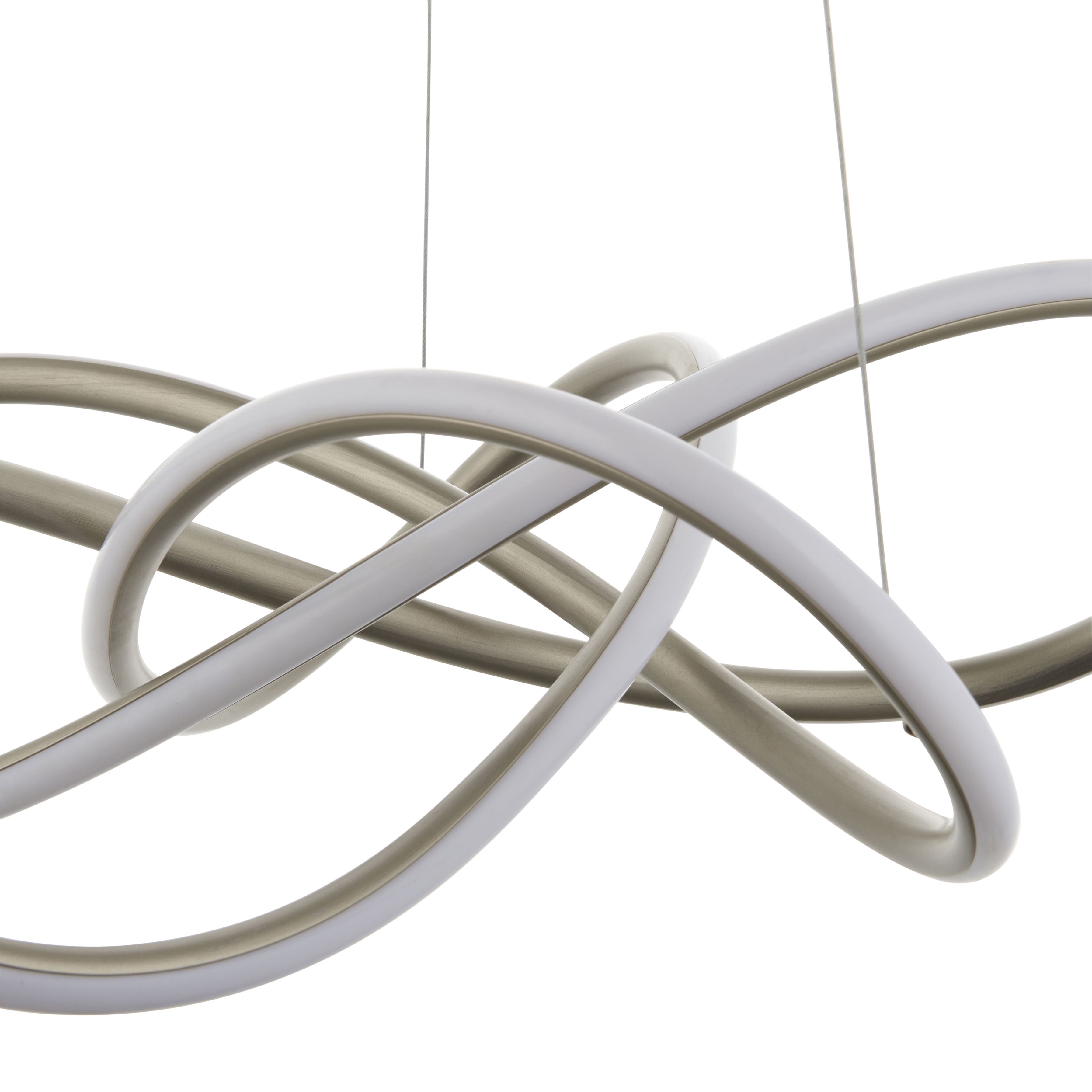 Heron Spiral Matt Aluminium alloy, silicone & steel Silver effect LED Ceiling light