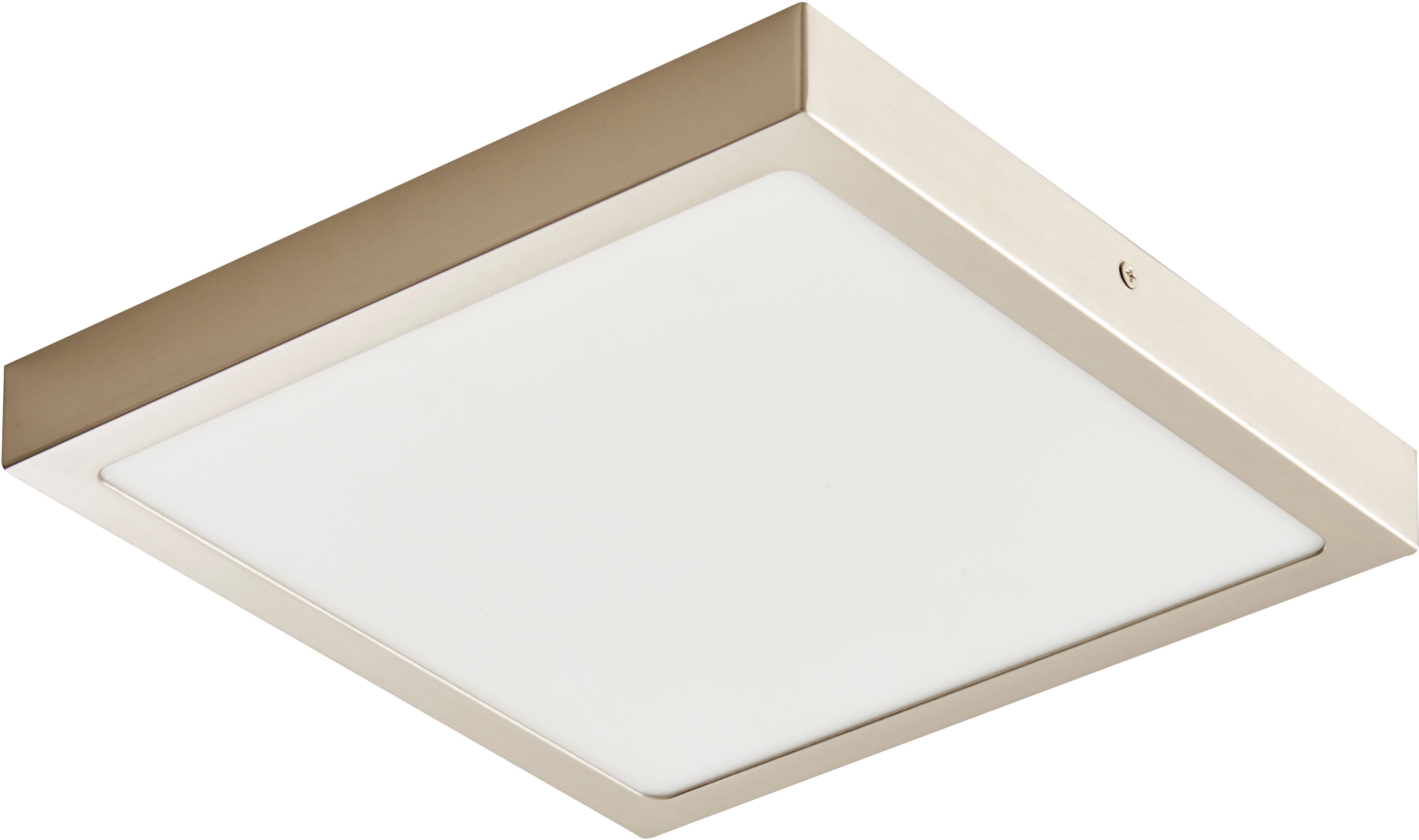 Hestia Square Brushed Metal & plastic Silver Chrome effect LED Ceiling light
