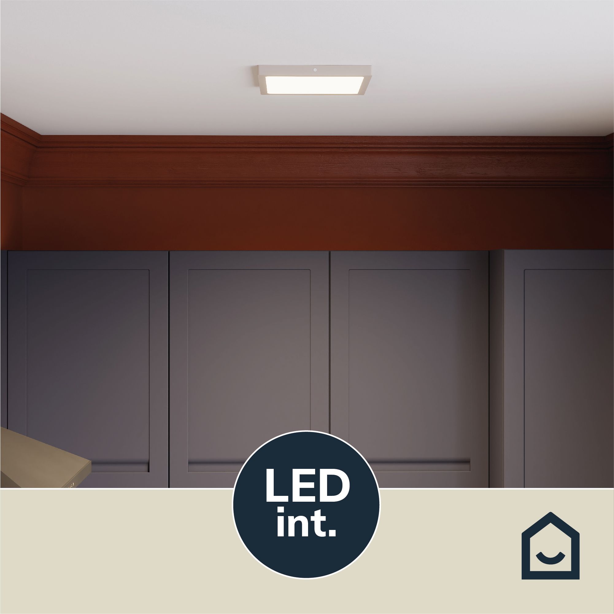 Hestia Square Brushed Metal & plastic Silver Chrome effect LED Ceiling light