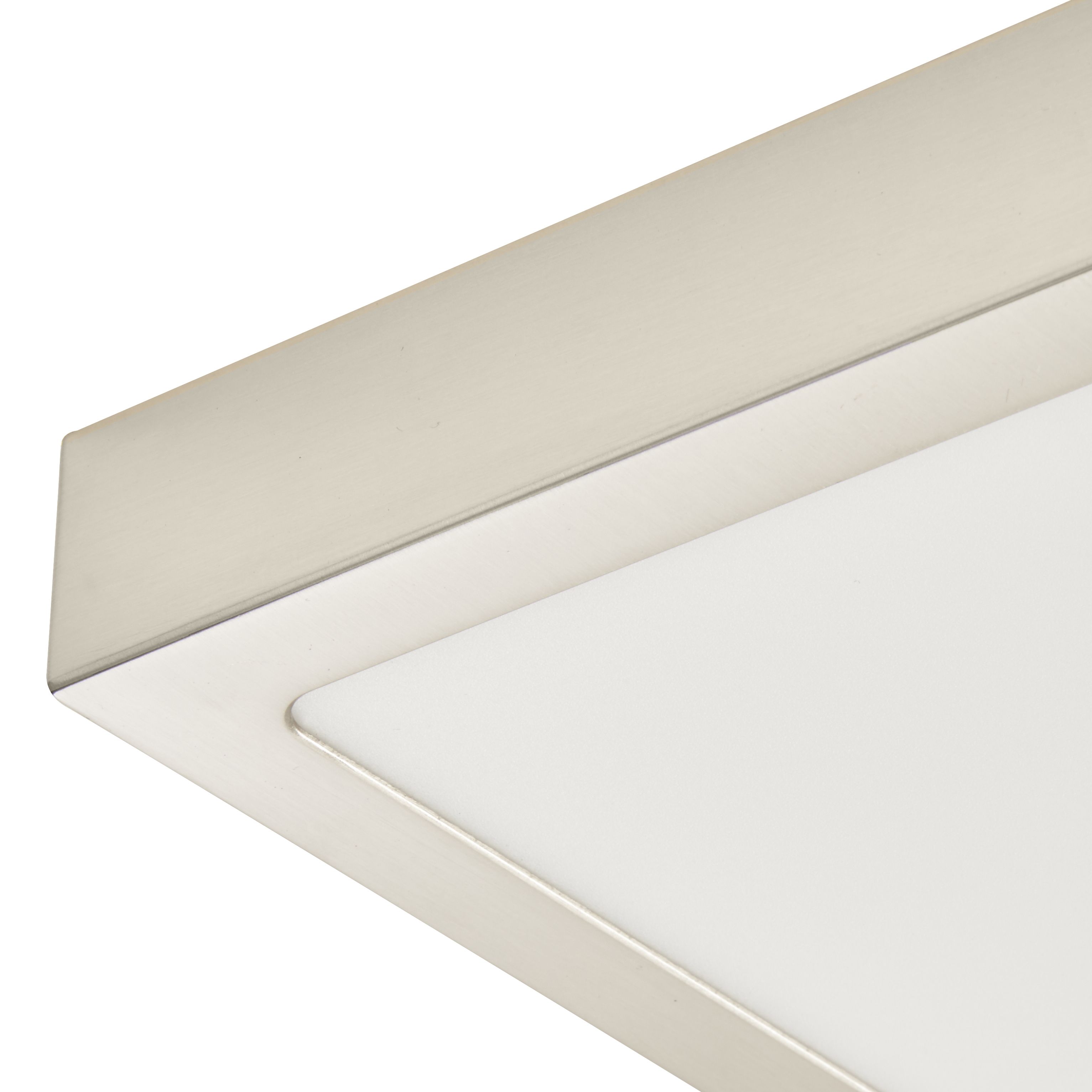 Hestia Square Brushed Metal & plastic Silver Chrome effect LED Ceiling light
