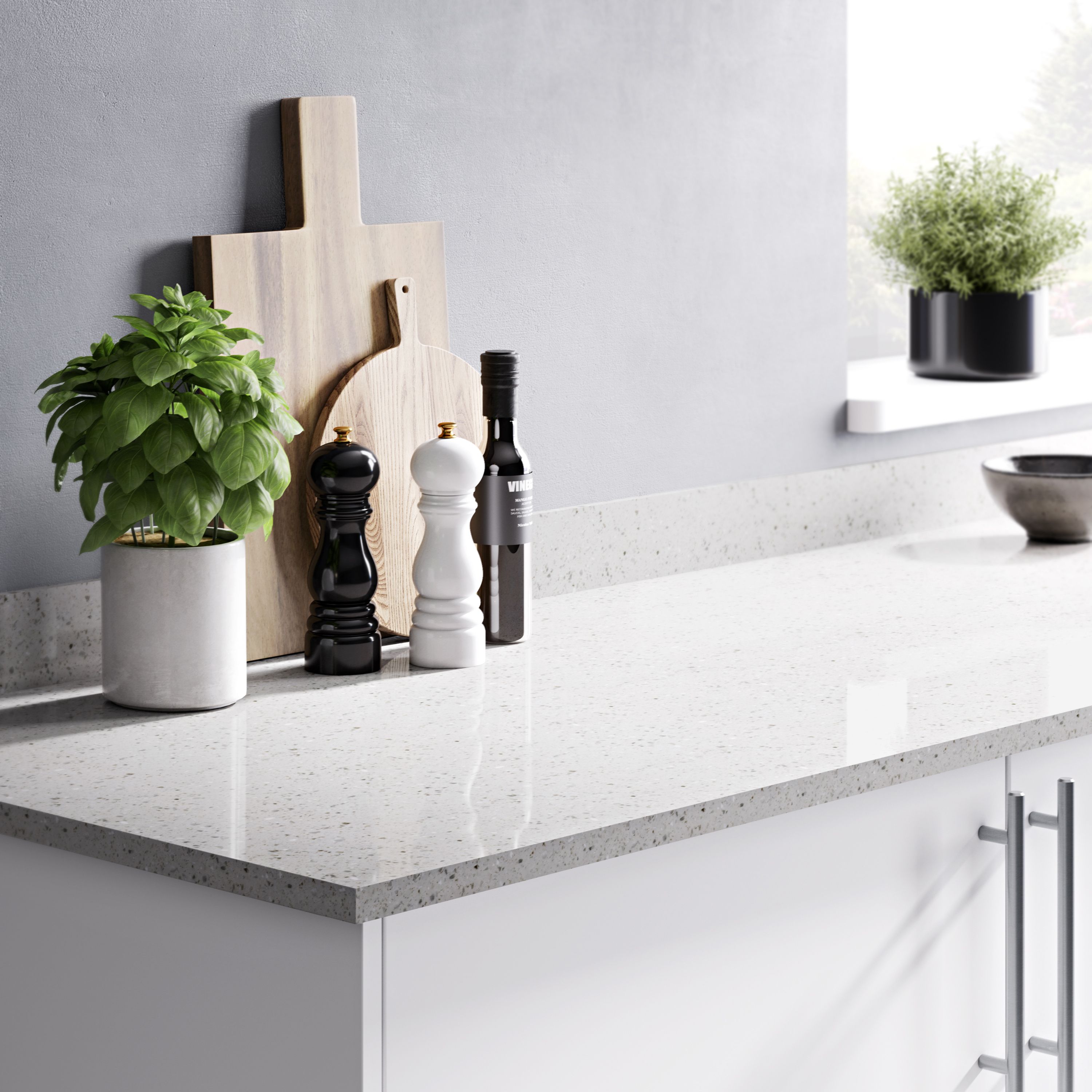 HI-MACS Chamomile Stone effect Acrylic Upstand (L)2200mm