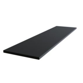 High gloss Black Glitter effect Round edge Chipboard & laminate Worktop (T) 2.2cm x (L) 200cm x (W) 38cm