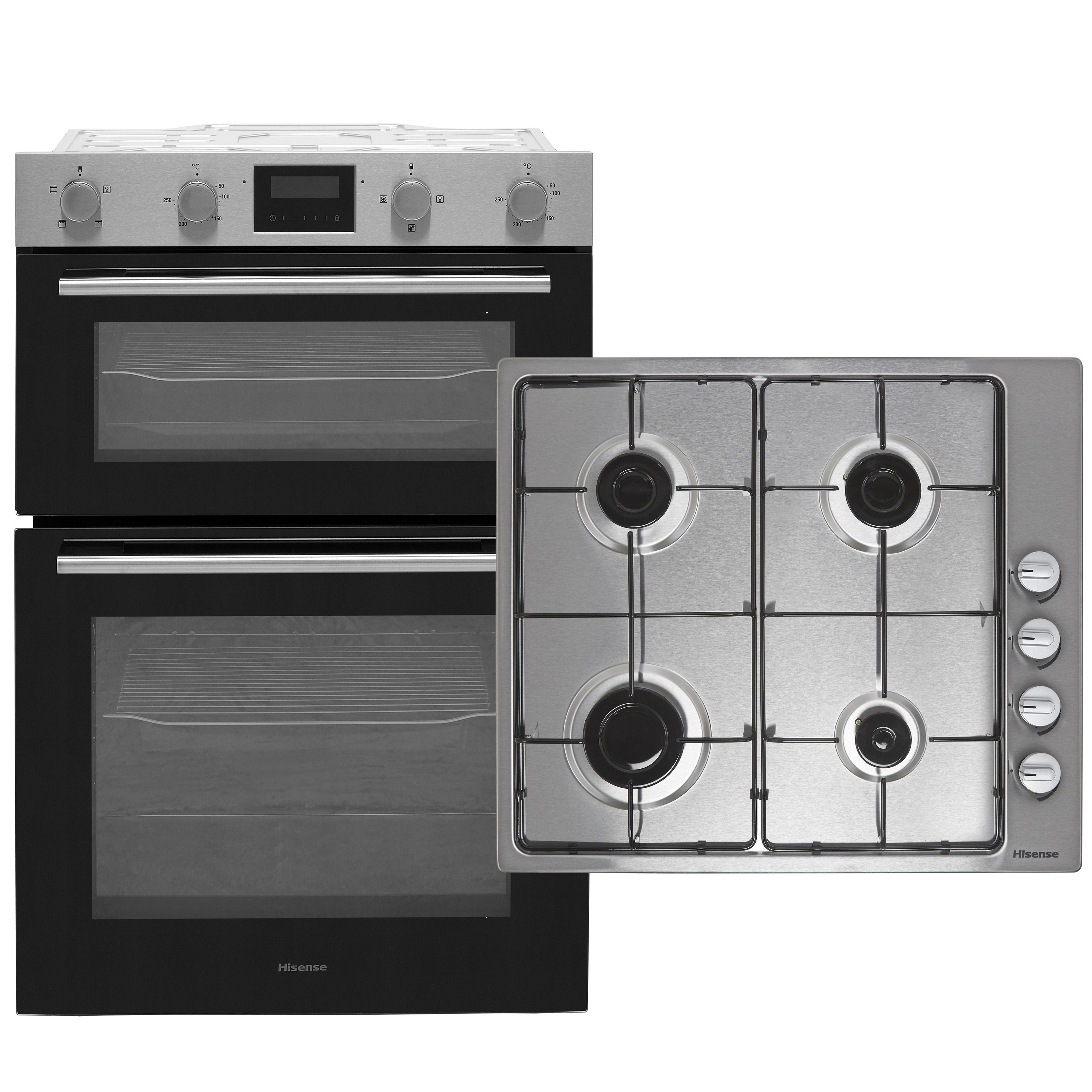 Hisense BI6095GXUK_SSL Builtin Double Fan oven & gas hob pack