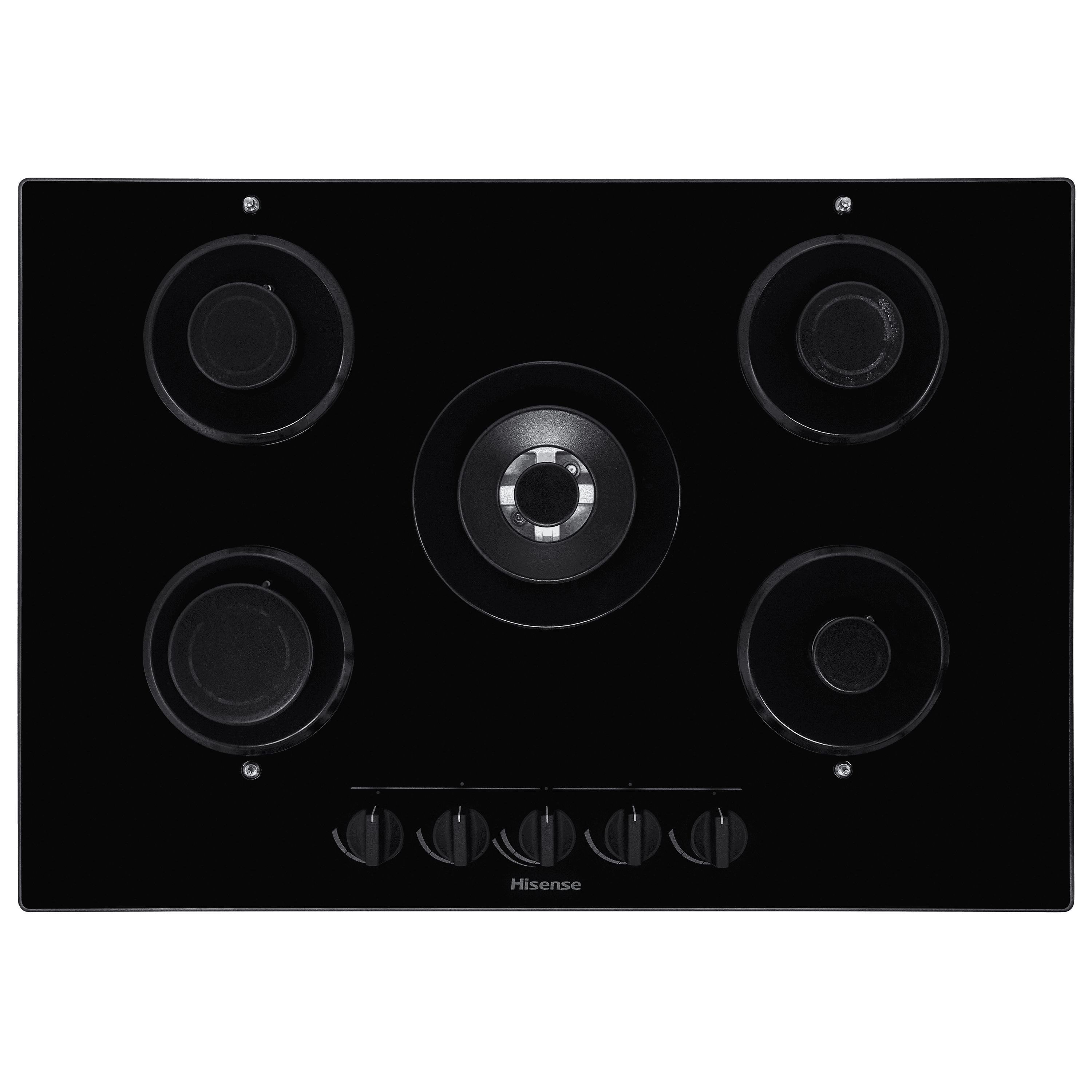 Hisense GG773BUK 5 Burner Cast iron & glass Gas Hob (W)750mm Black