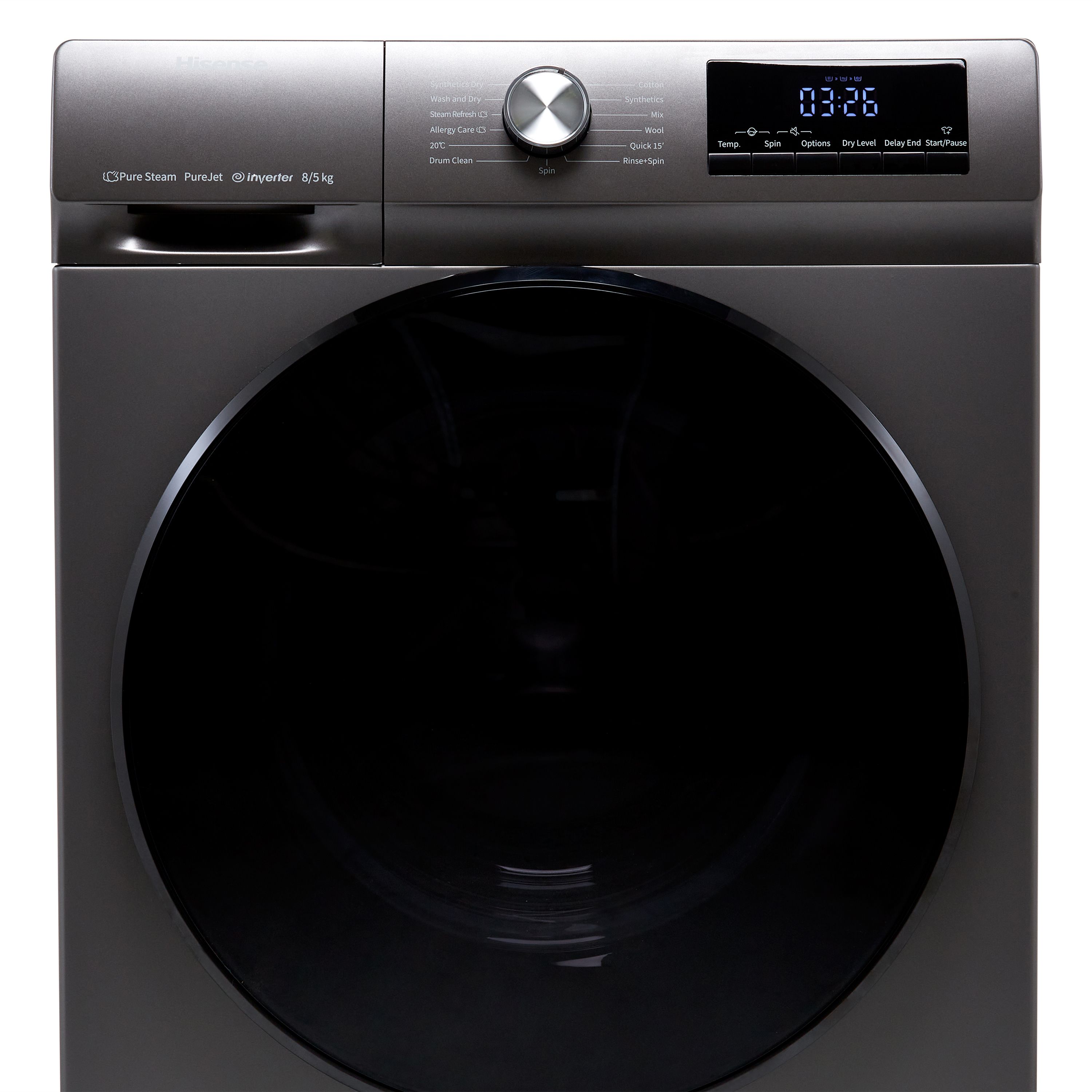 Hisense WDQA8014EVJMT_TI 8kg/5kg Freestanding Condenser Washer dryer - Titanium