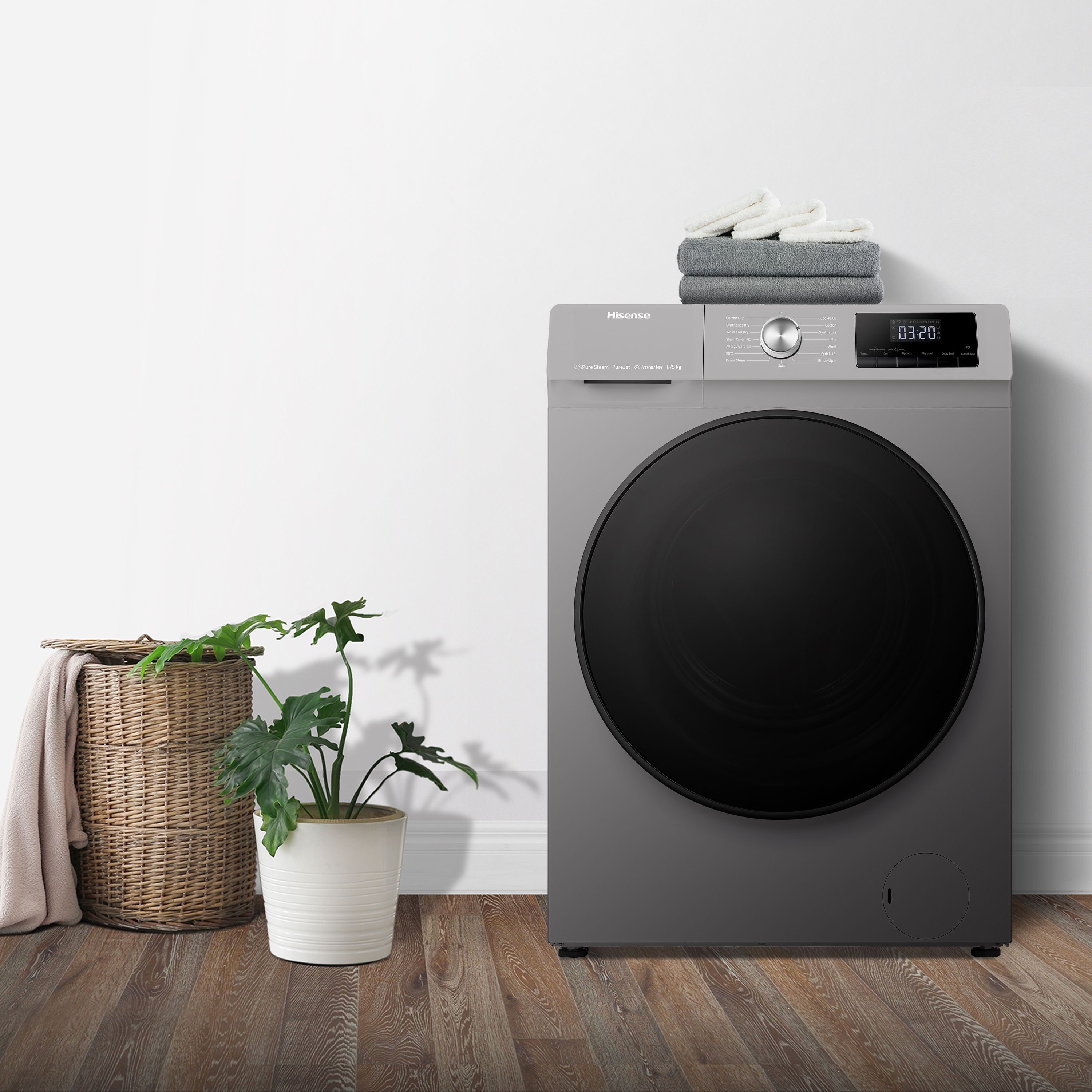 Hisense WDQA8014EVJMT_TI 8kg/5kg Freestanding Condenser Washer dryer - Titanium