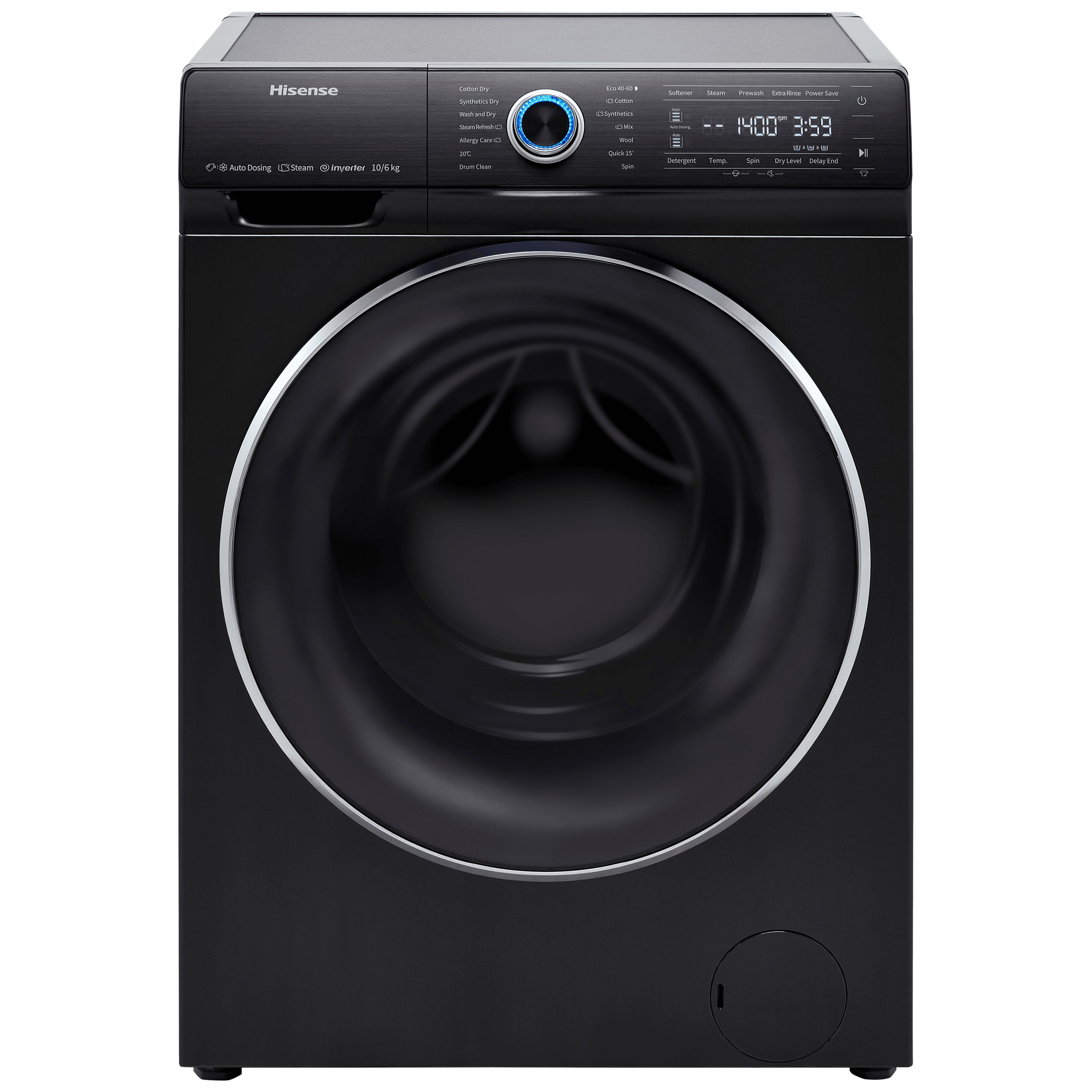 Hisense WDQR1014EVAJMB BK 10kg 6kg Freestanding Condenser Washer