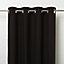 Hiva Black Plain Unlined Eyelet Curtain (W)117cm (L)137cm, Single