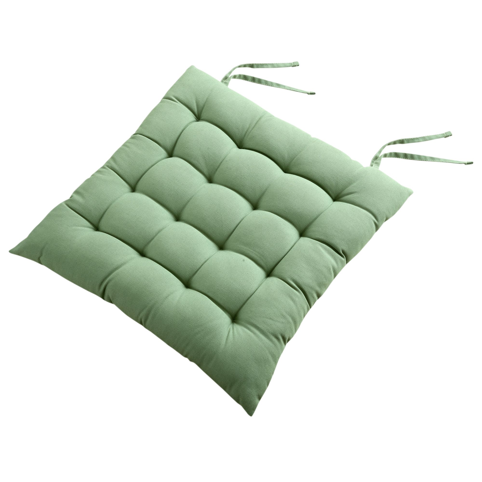 Hiva Green Plain Square Seat pad (L)45cm x (W)45cm