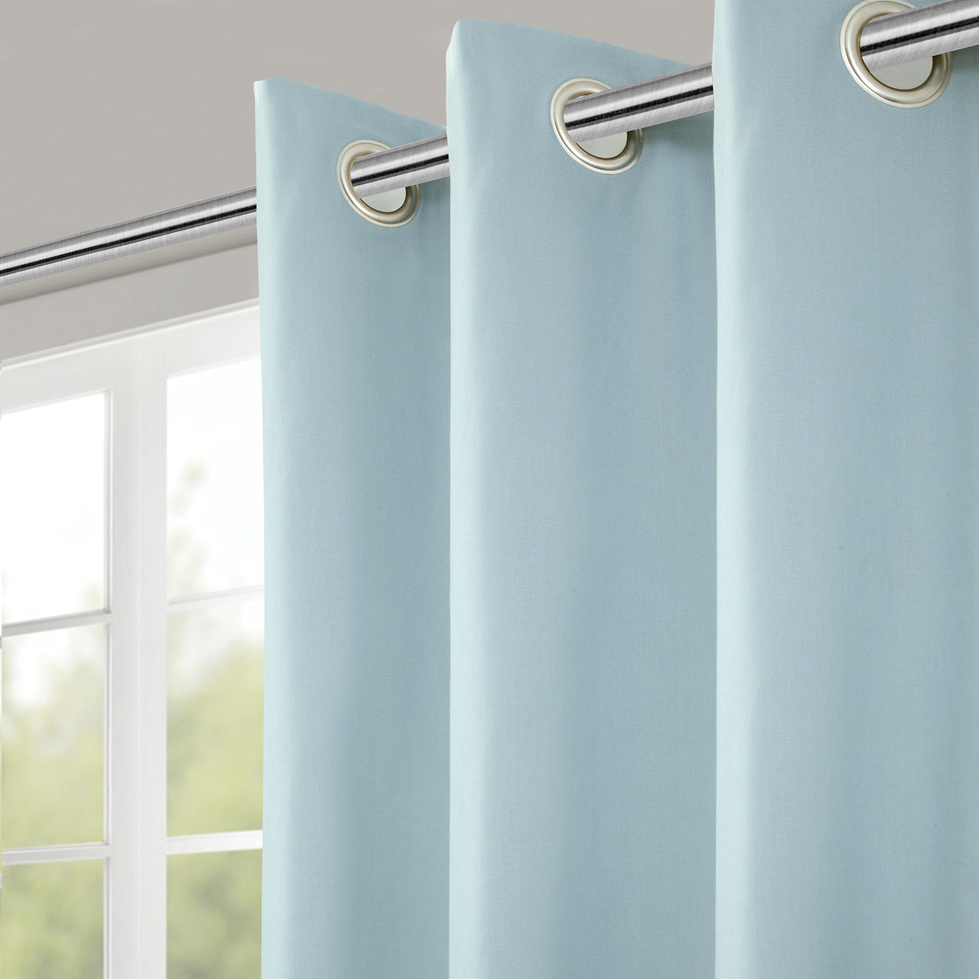 Hiva Light blue Solid dyed Lined Eyelet Curtain (W)167cm (L)228cm, Pair