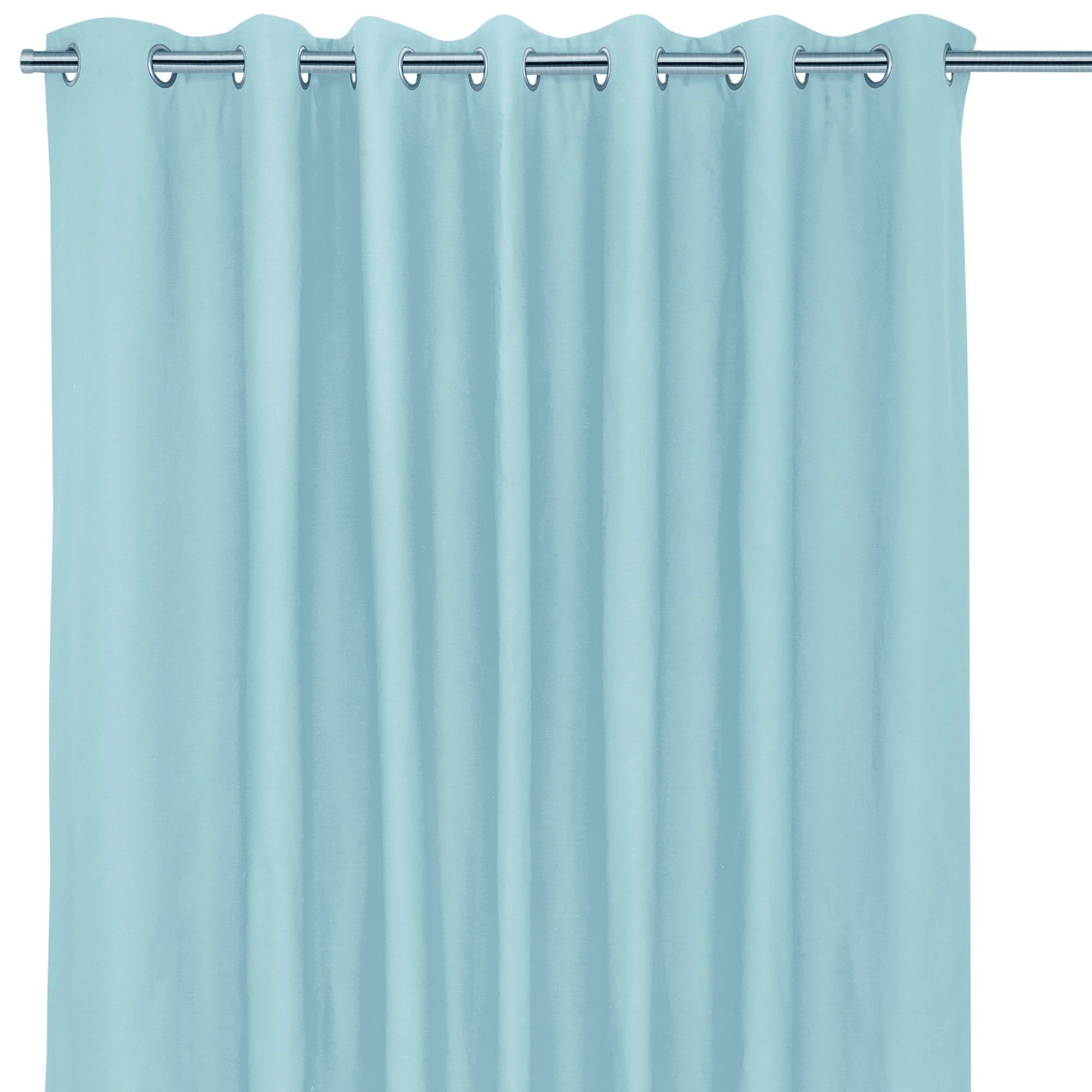 Hiva Light blue Solid dyed Lined Eyelet Curtain (W)228cm (L)228cm, Pair
