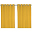 Hiva Yellow Solid dyed Lined Eyelet Curtain (W)167cm (L)228cm, Pair