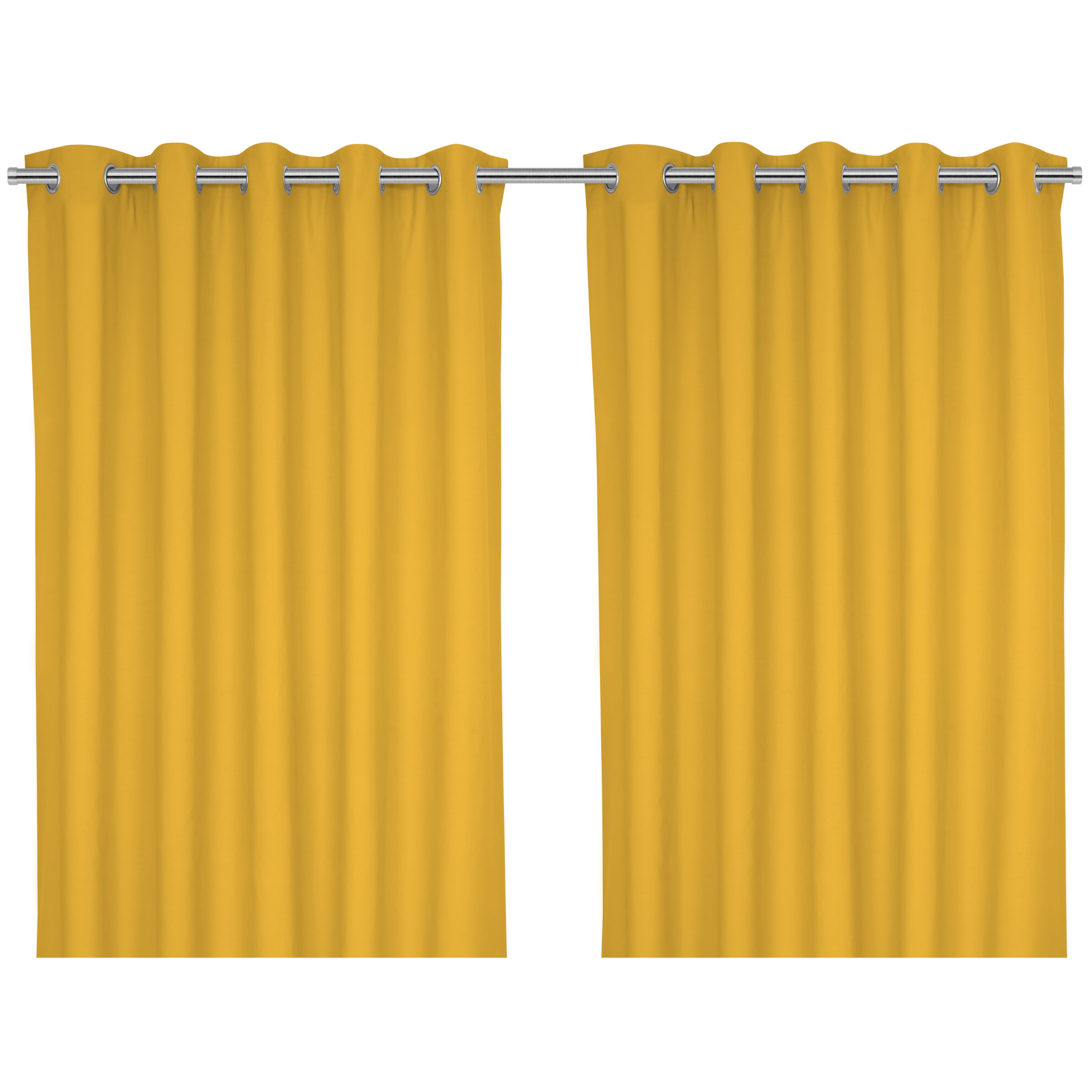 Hiva Yellow Solid dyed Lined Eyelet Curtain (W)228cm (L)228cm, Pair