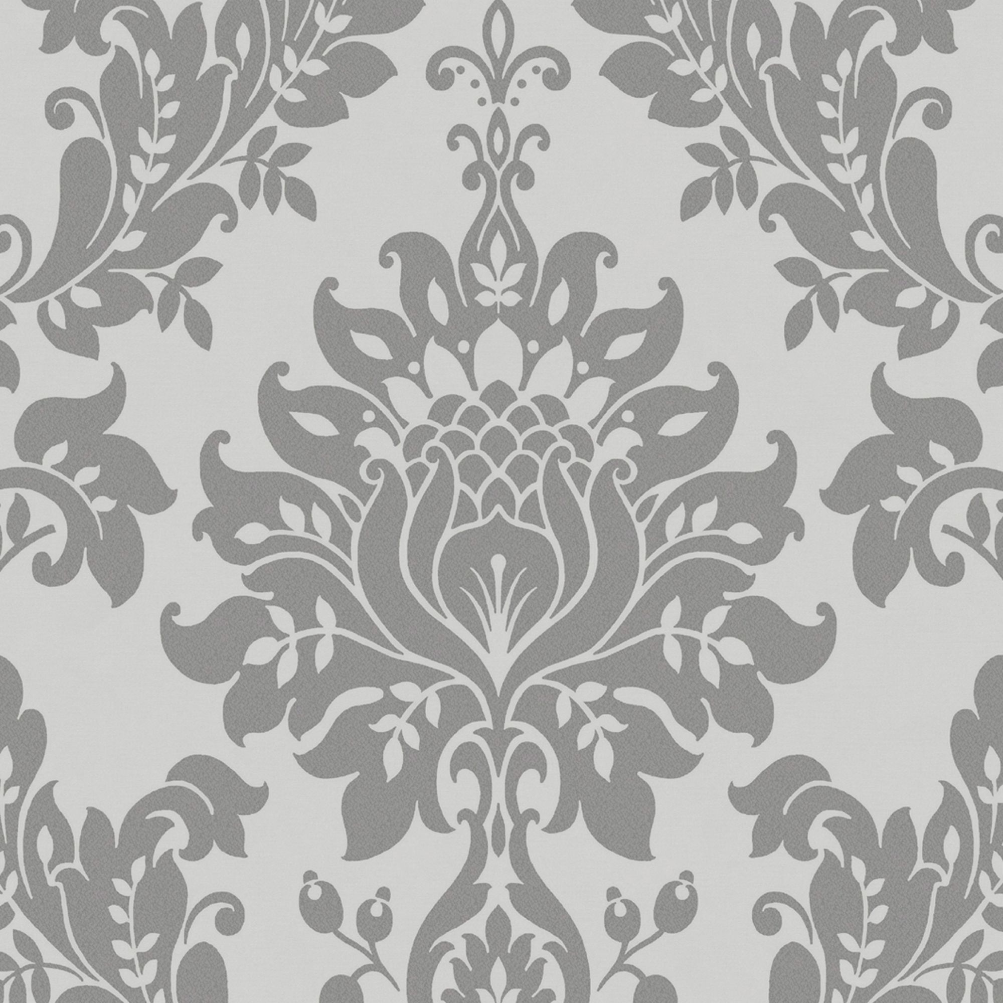 Holden Décor Clara Charcoal Glitter effect Damask Smooth Wallpaper Sample