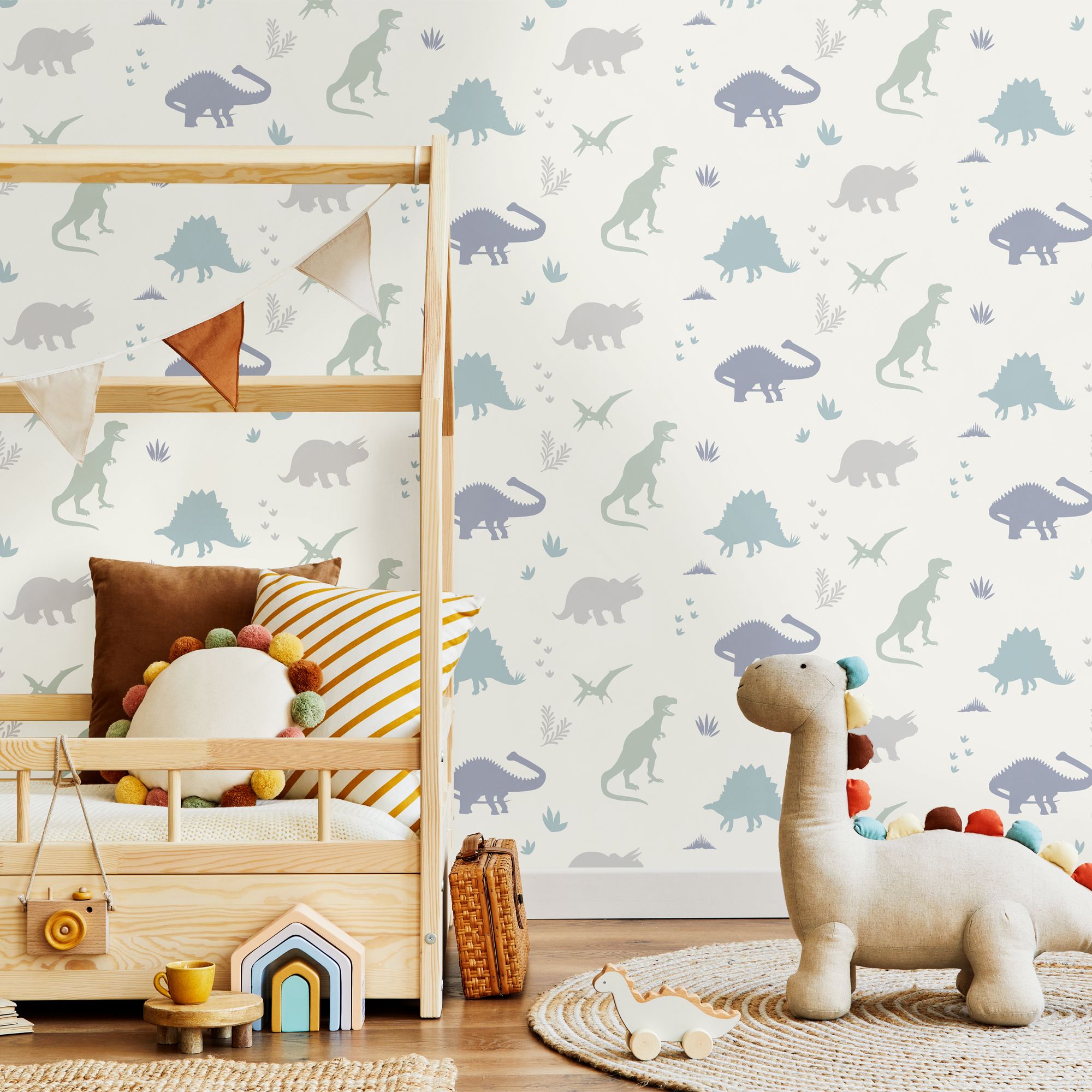 Holden Décor Grey Dinosaur Smooth Wallpaper