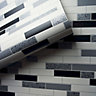 Holden Décor Grey & white Metallic effect Tile Blown Wallpaper