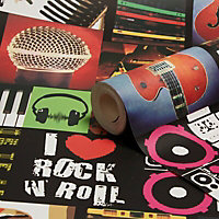 Holden Décor I love rock & roll Multicolour Wallpaper