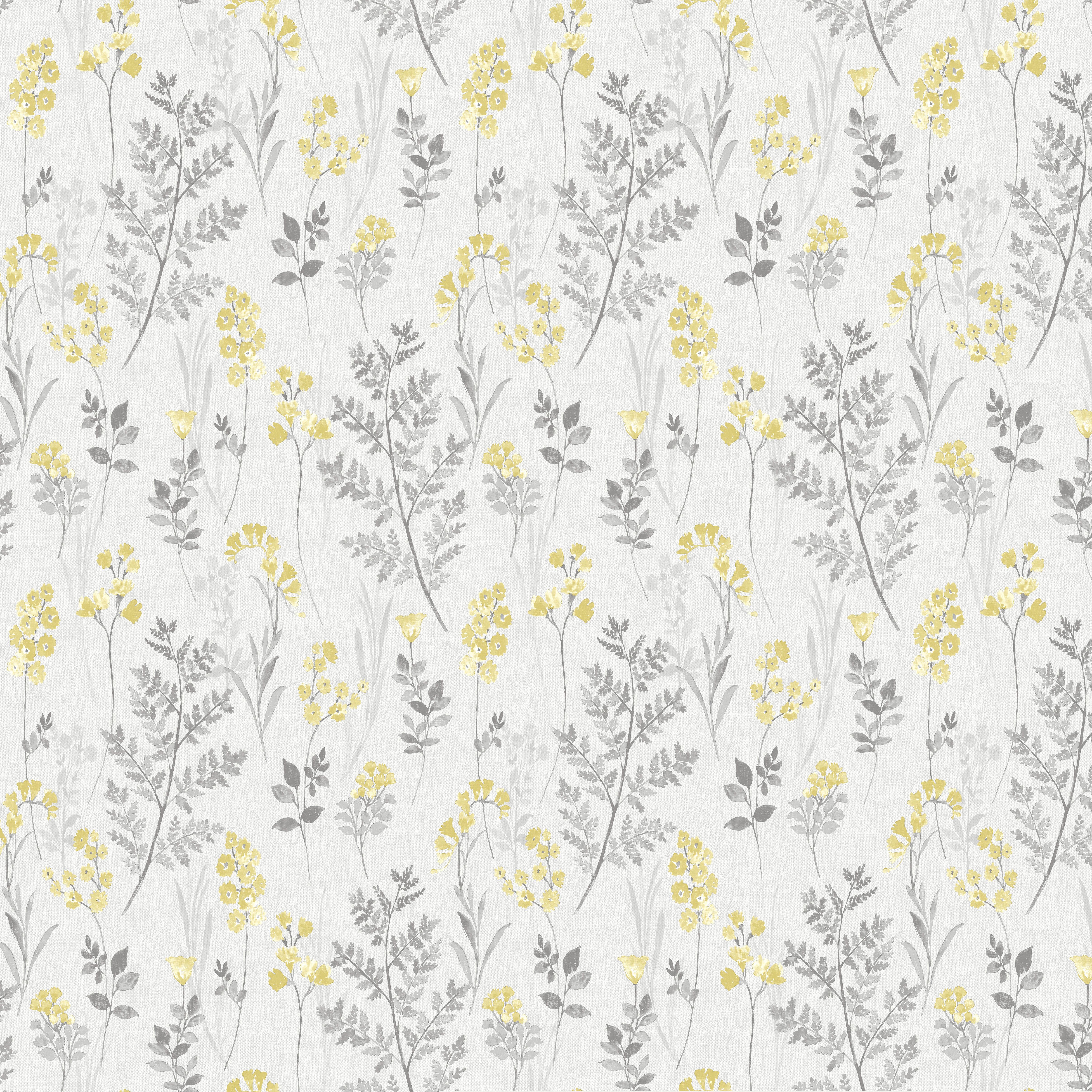 Holden Décor Statement Farley Grey & yellow Floral Smooth Wallpaper Sample