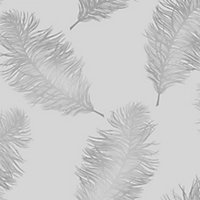 Holden Décor Statement Grey Metallic effect Feather Smooth Wallpaper