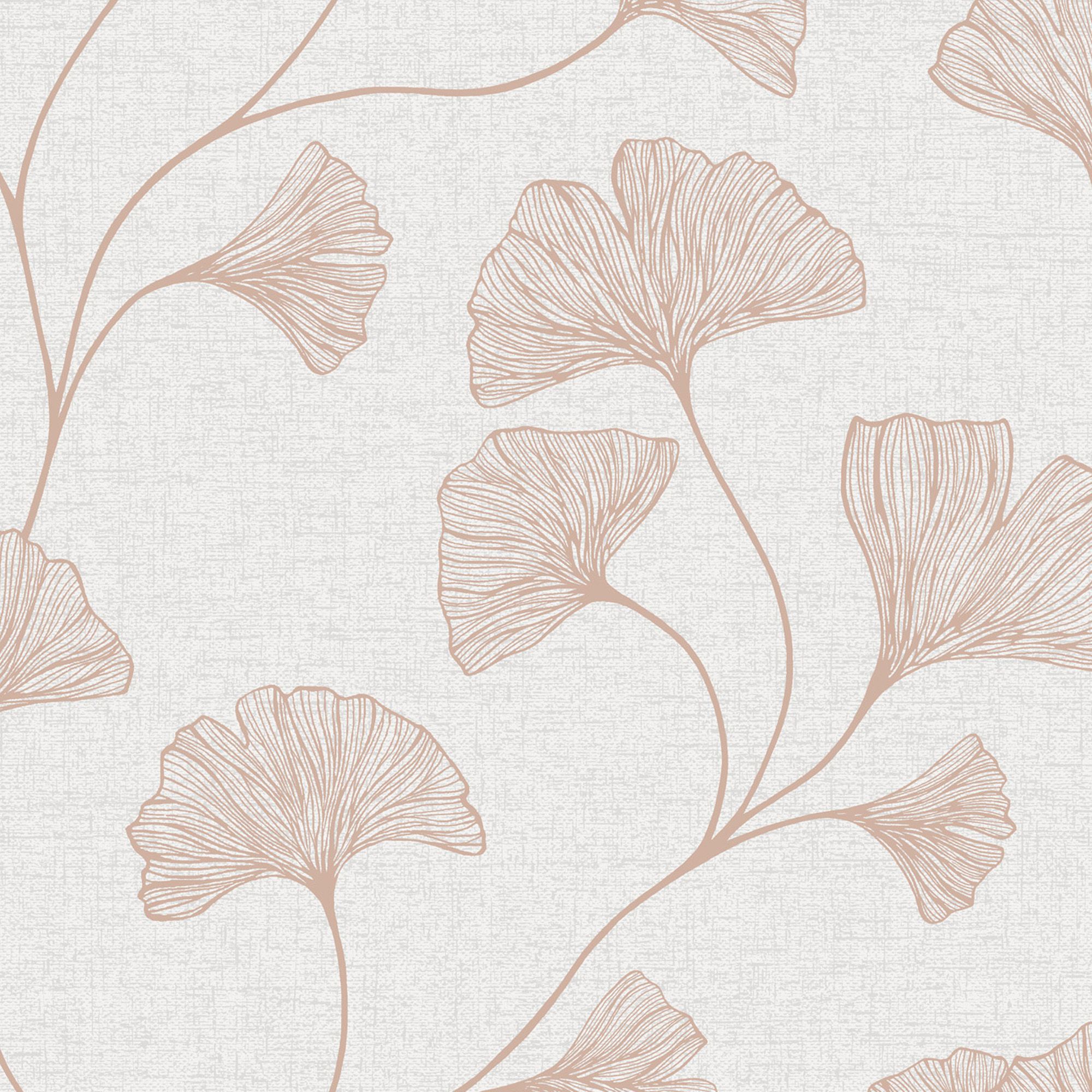 Holden Décor Statement Haruna Beige Metallic effect Floral Smooth Wallpaper Sample