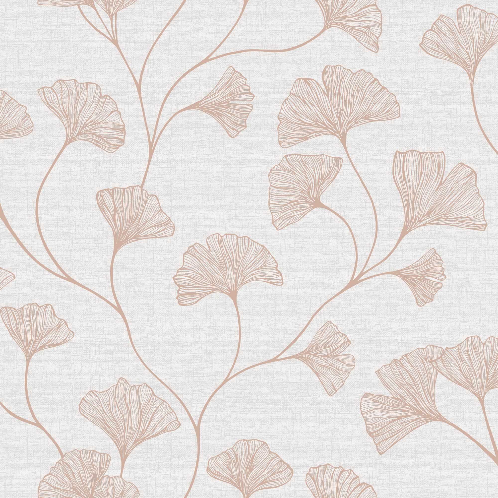 Holden Décor Statement Haruna Beige Metallic effect Floral Smooth Wallpaper Sample