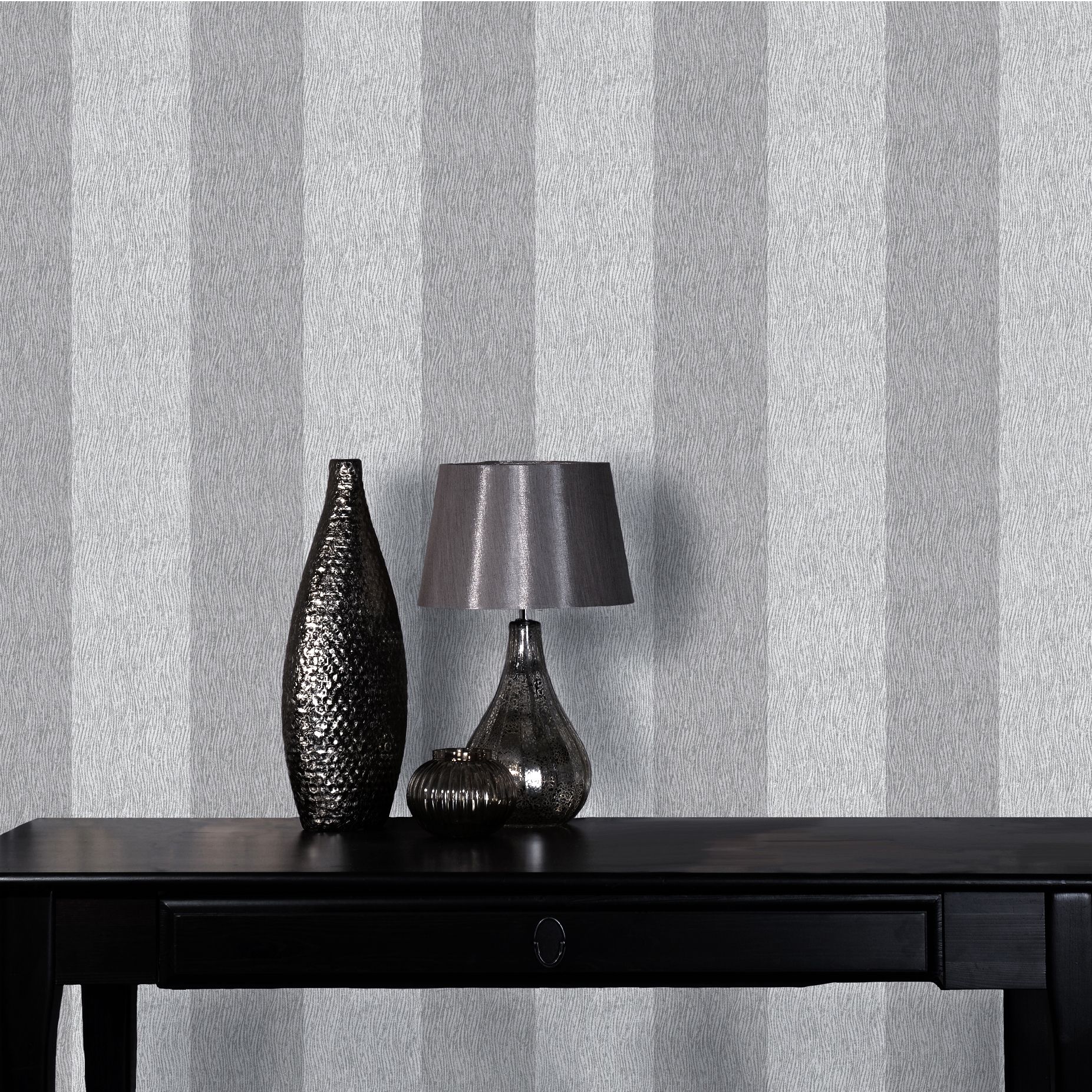 Holden Décor Statement Silver glitter effect Striped Smooth Wallpaper Sample