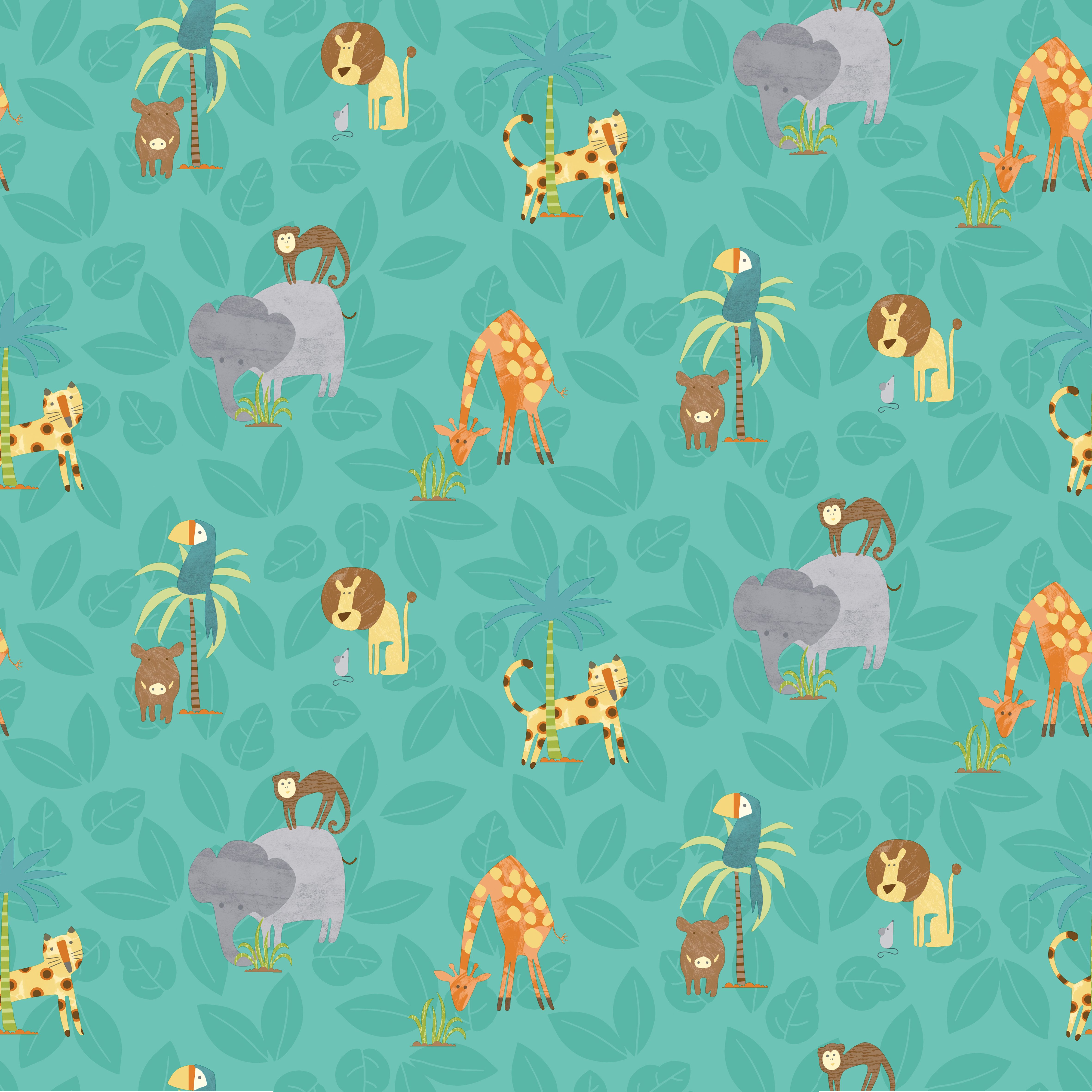 Holden Décor Teal Jungle animals Smooth Wallpaper Sample Tradepoint