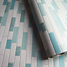 Holden Décor Teal & white Metallic effect Tile Blown Wallpaper