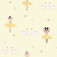 Holden Décor Yellow Glitter effect Ballerina Smooth Wallpaper