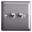 Holder Grey pewter effect Single 10A 2 way Flat Light Switch