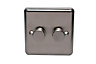 Holder Steel effect Double 2 way Dimmer switch