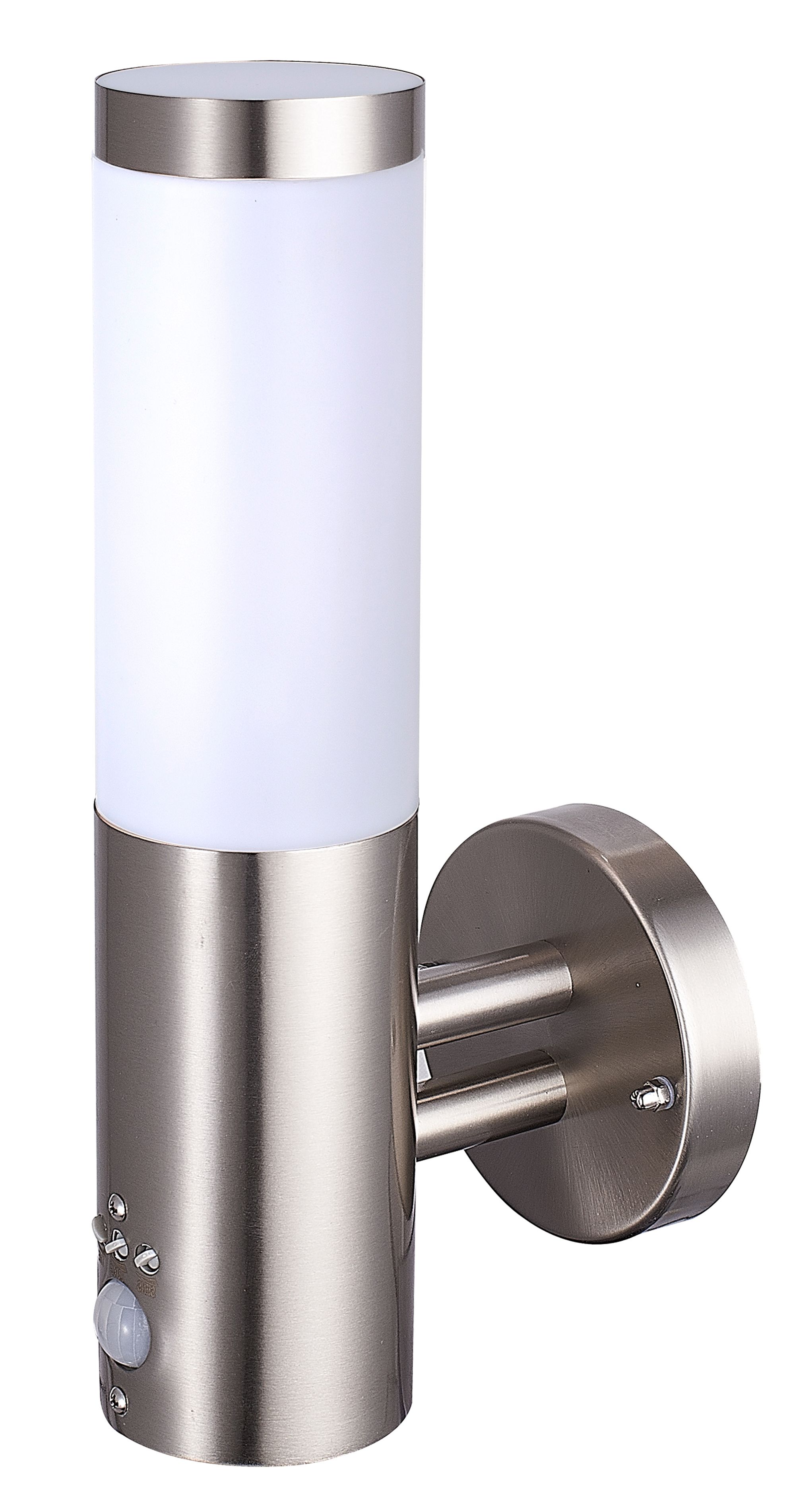 Hollis Fixed Matt Stainless Steel PIR Motion sensor Outdoor Wall light 15W