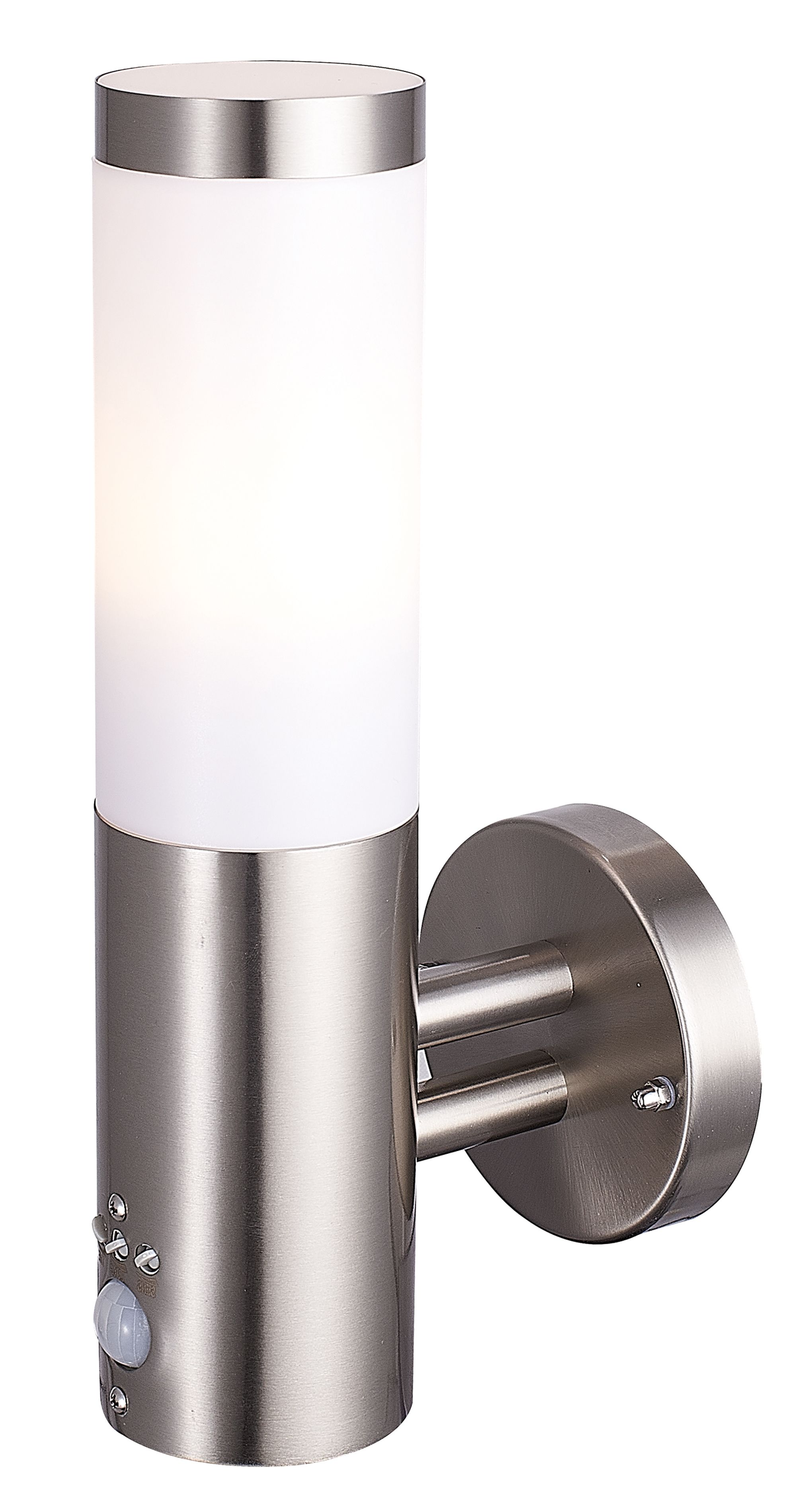 Hollis Fixed Matt Stainless Steel PIR Motion sensor Outdoor Wall light 15W