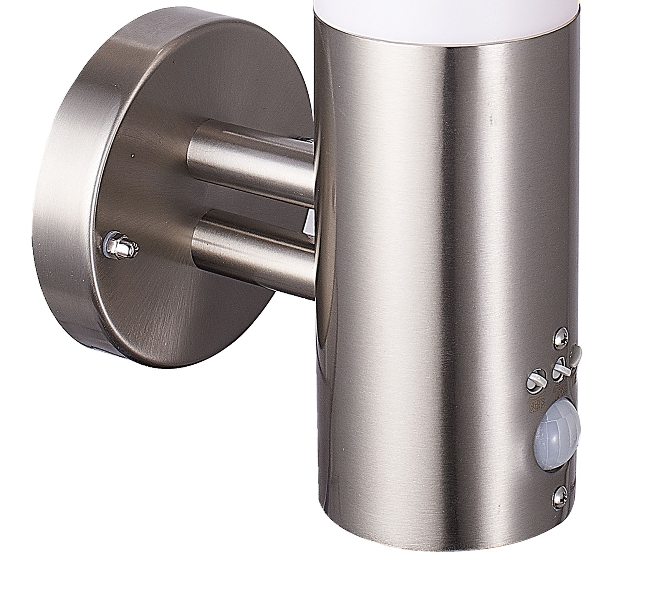 Hollis Fixed Matt Stainless Steel PIR Motion sensor Outdoor Wall light 15W