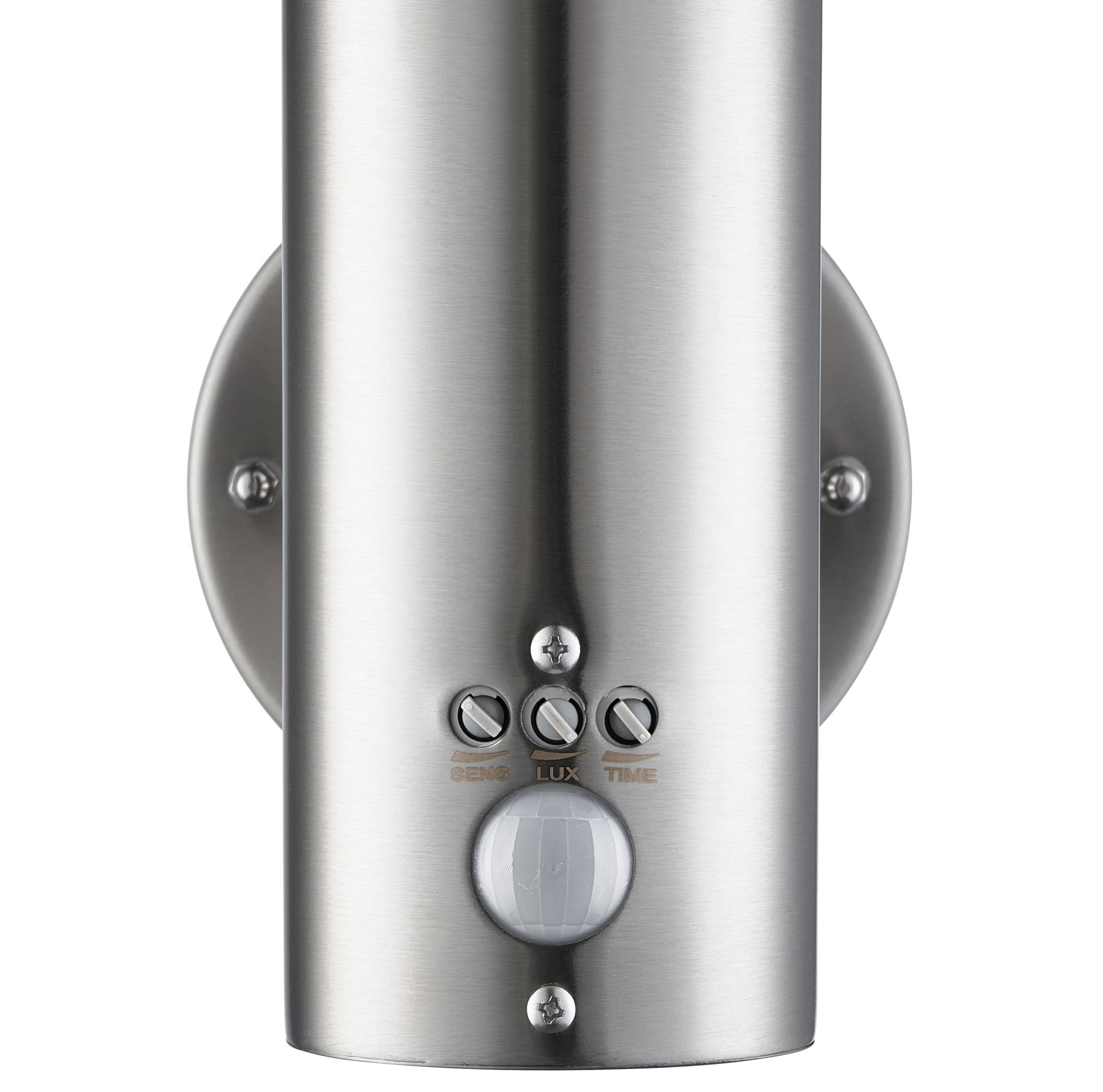 Hollis Fixed Matt Stainless Steel PIR Motion sensor Outdoor Wall light 15W