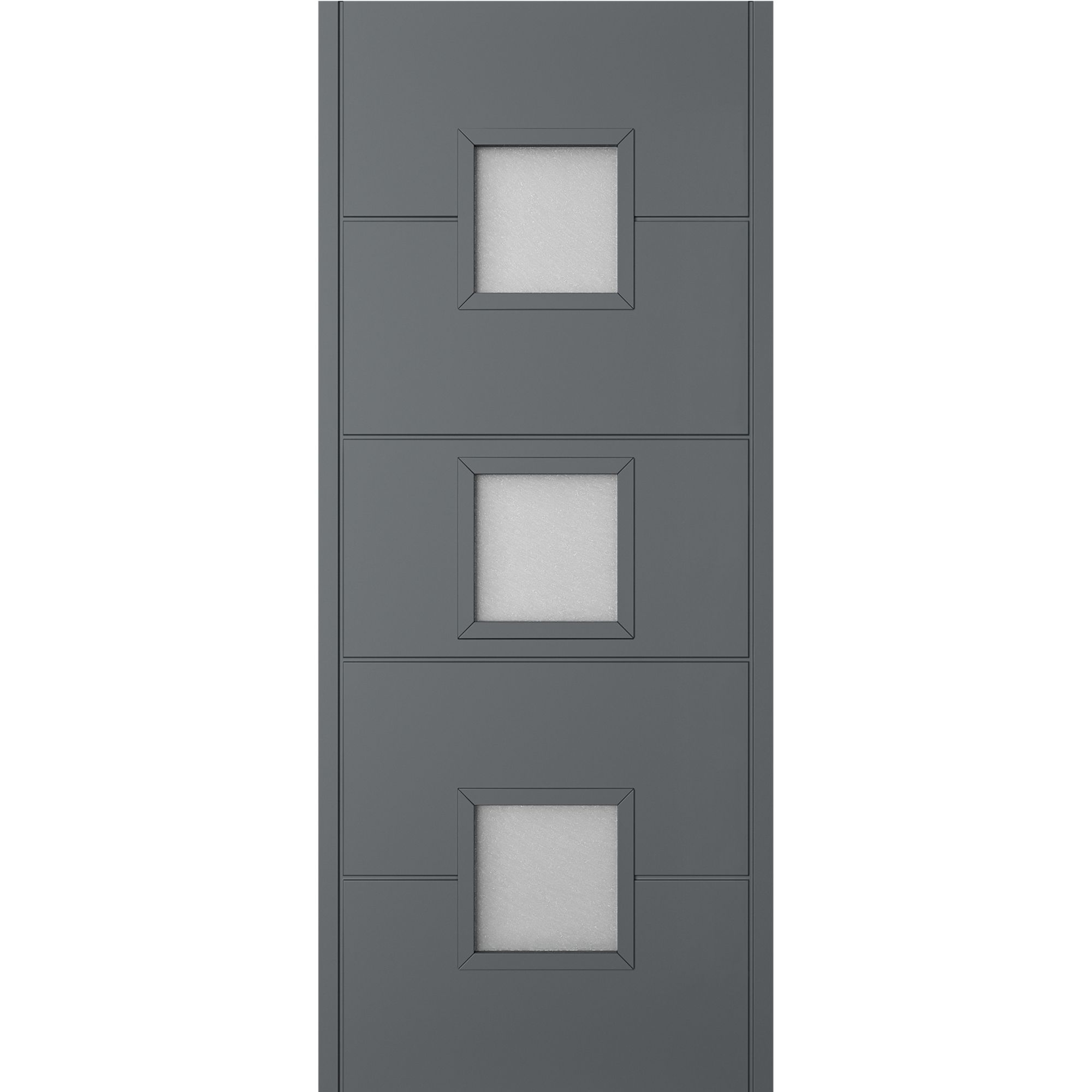 Holma 5 panel Frosted glass Frosted Glazed Shaker Anthracite External Panel Front door, (H)2032mm (W)813mm