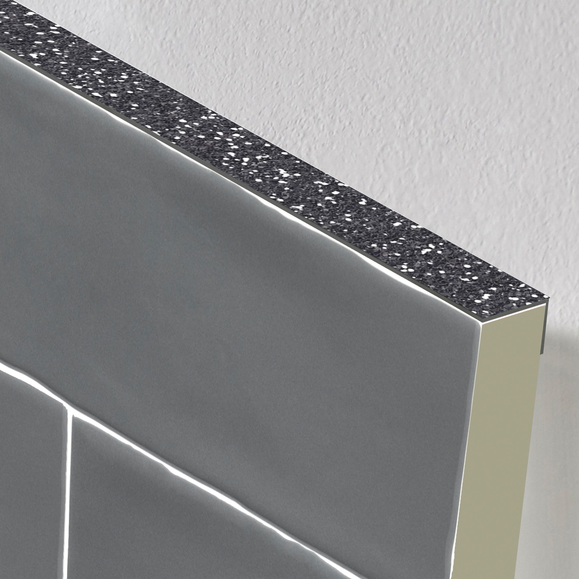 Homelux Polished Grey Glitter Silver effect 10mm Straight Aluminium Tile trim