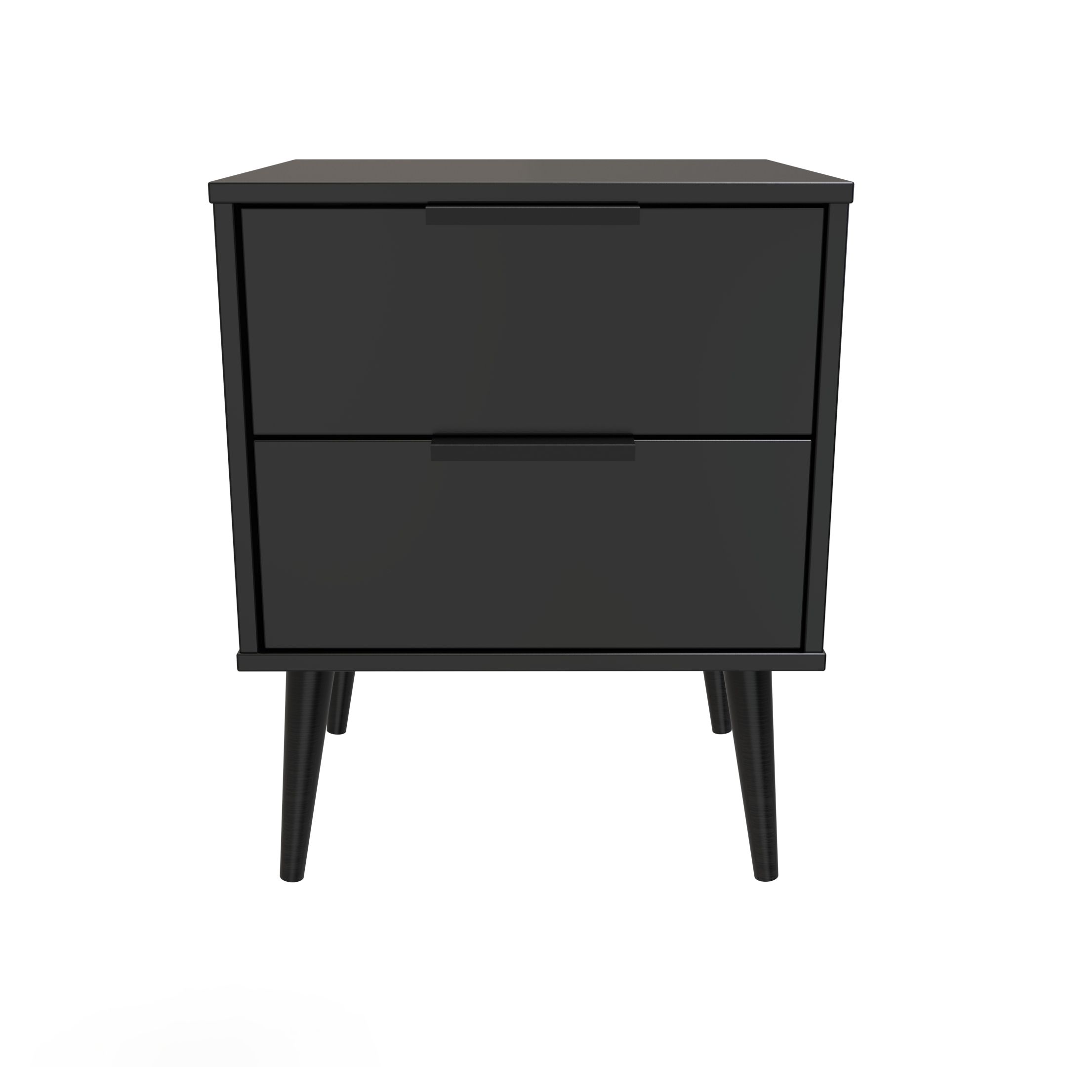 Hong Kong Ready assembled Matt black 2 Drawer Bedside chest (H)505mm (W)395mm (D)415mm