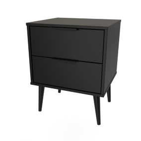 Hong Kong Ready assembled Matt black 2 Drawer Bedside chest (H)505mm (W)395mm (D)415mm