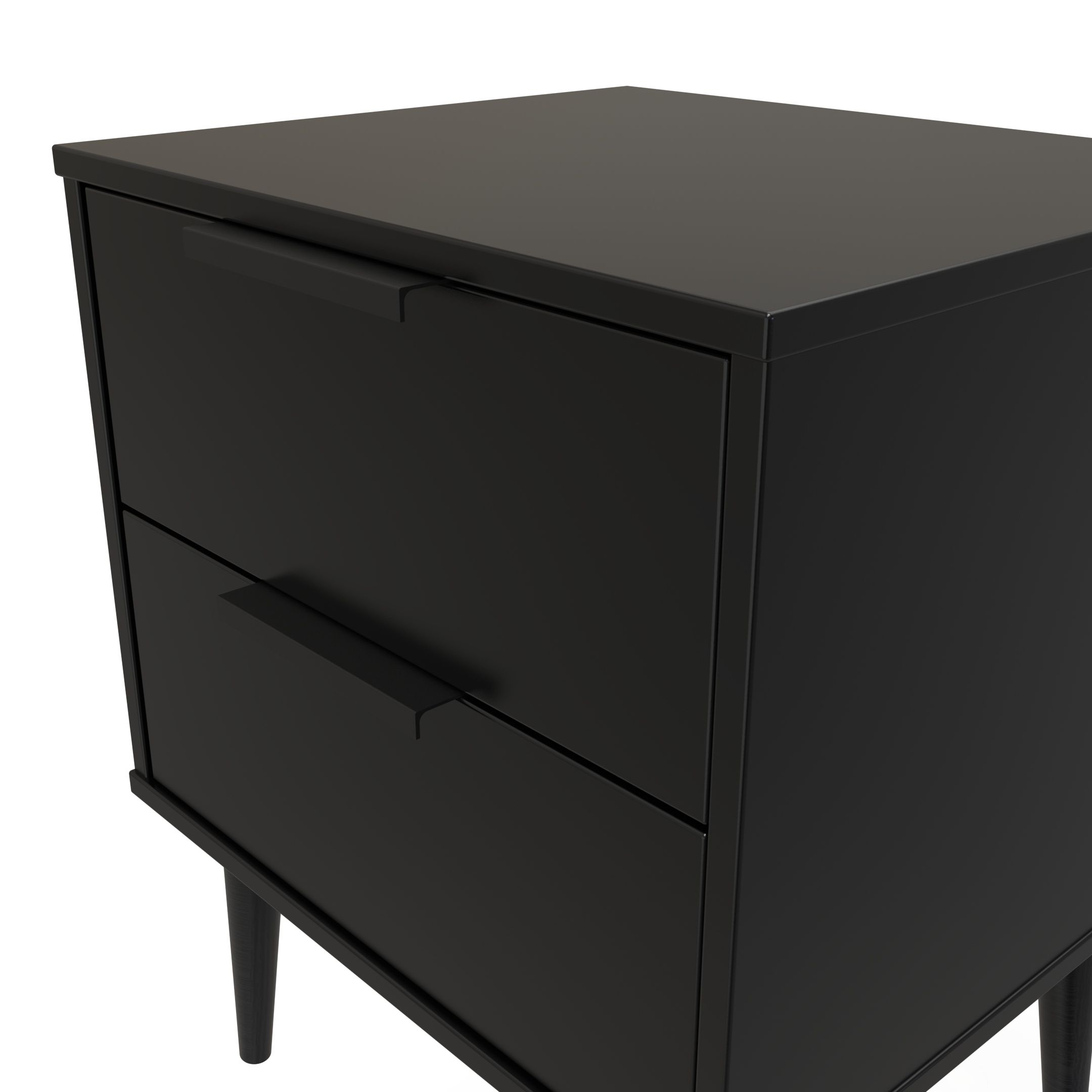 Hong Kong Ready assembled Matt black 2 Drawer Bedside chest (H)505mm (W)395mm (D)415mm