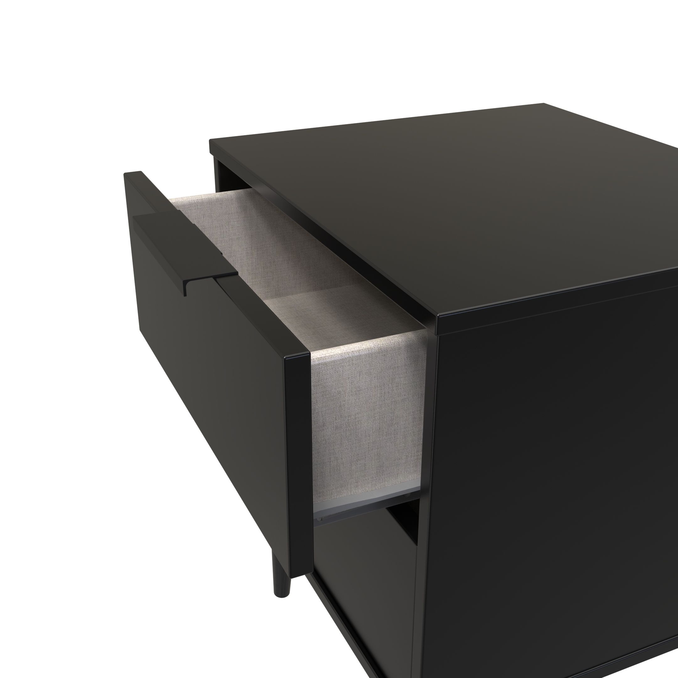 Hong Kong Ready assembled Matt black 2 Drawer Bedside chest (H)505mm (W)395mm (D)415mm