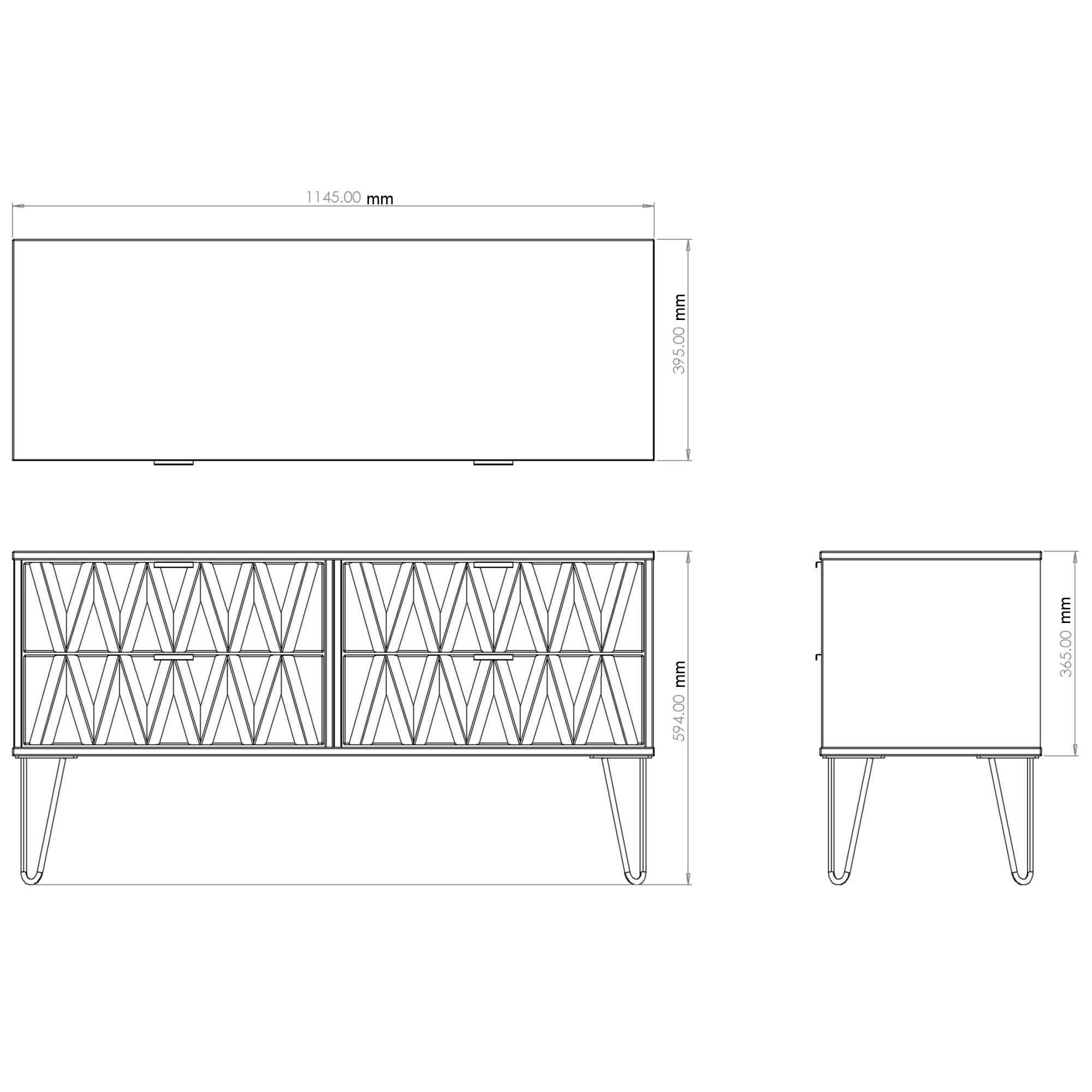 Hong Kong Ready assembled Matt black 4 Drawer Chest of drawers (H)505mm (W)1120mm (D)415mm