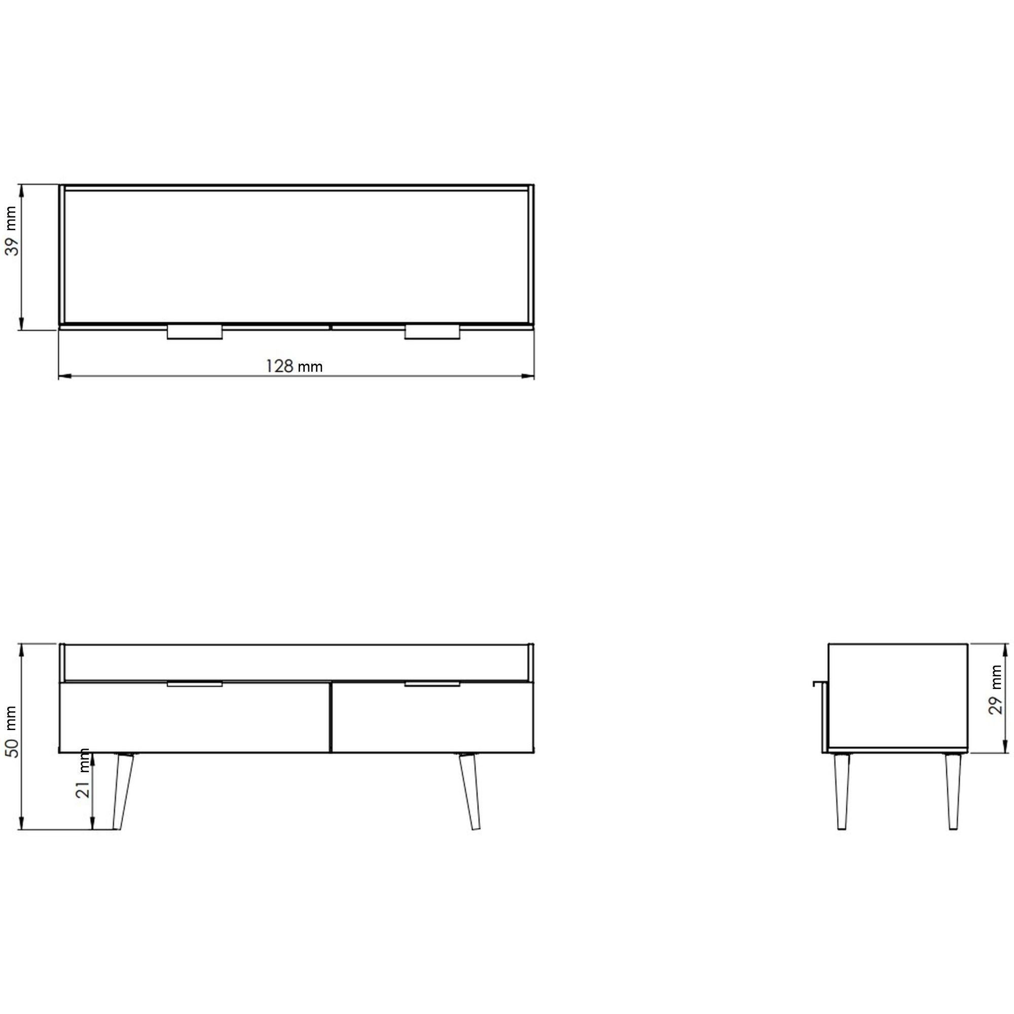 Hong Kong Ready assembled Matt black Media unit with 2 drawers, (H)128cm x (W)51.5cm x (D)39.5cm