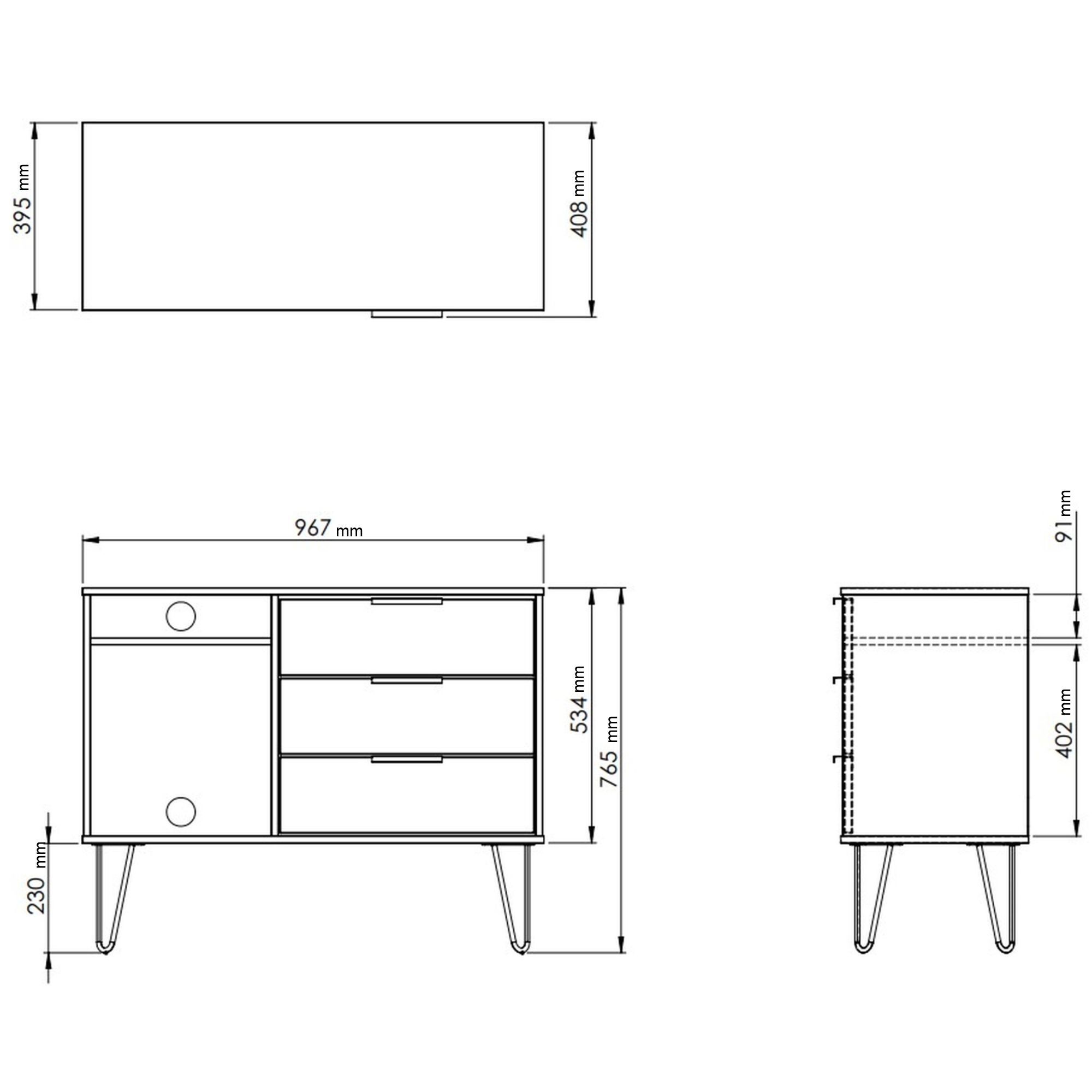 Hong Kong Ready assembled Matt black Media unit with 2 shelves & 3 drawers, (H)97cm x (W)74cm x (D)39.5cm