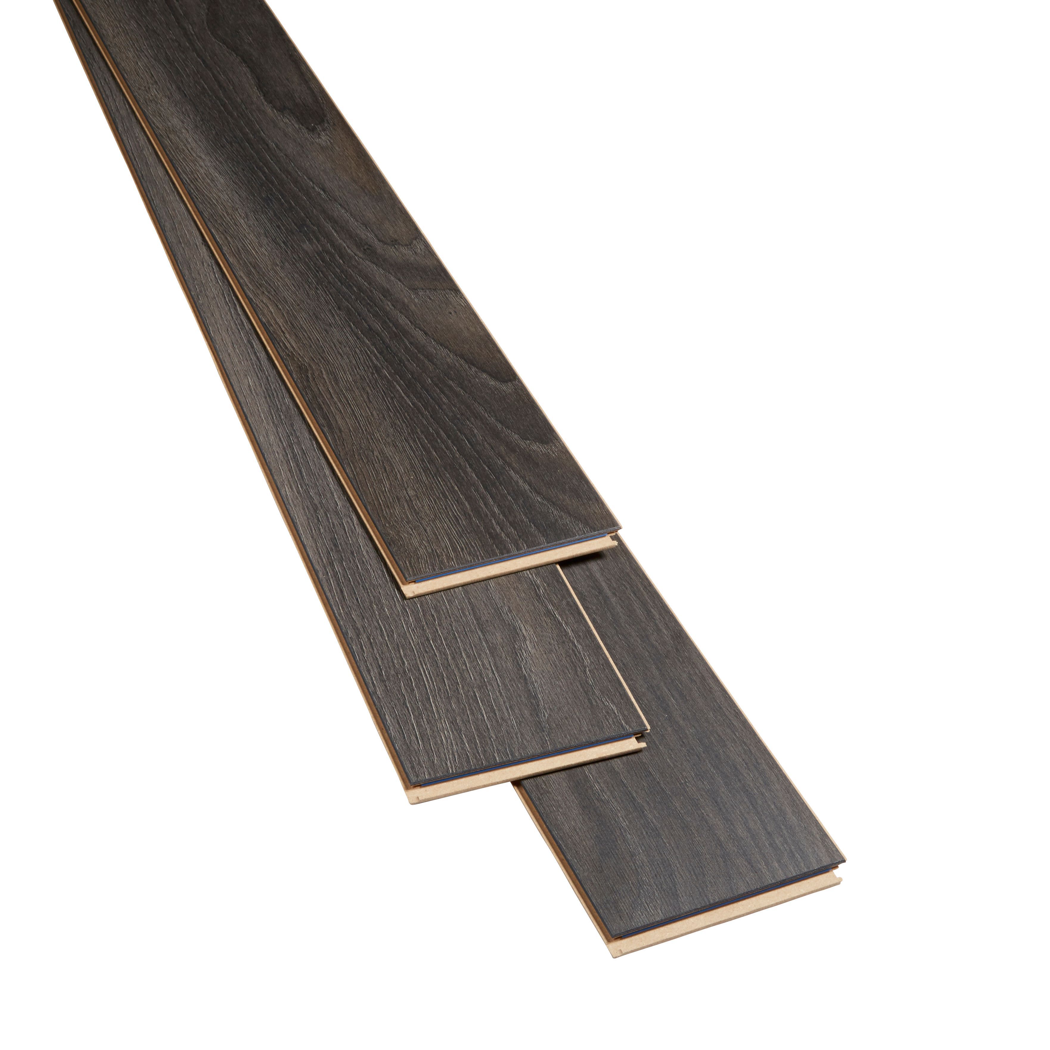 Horsham Grey Gloss Oak effect Laminate Flooring Sample