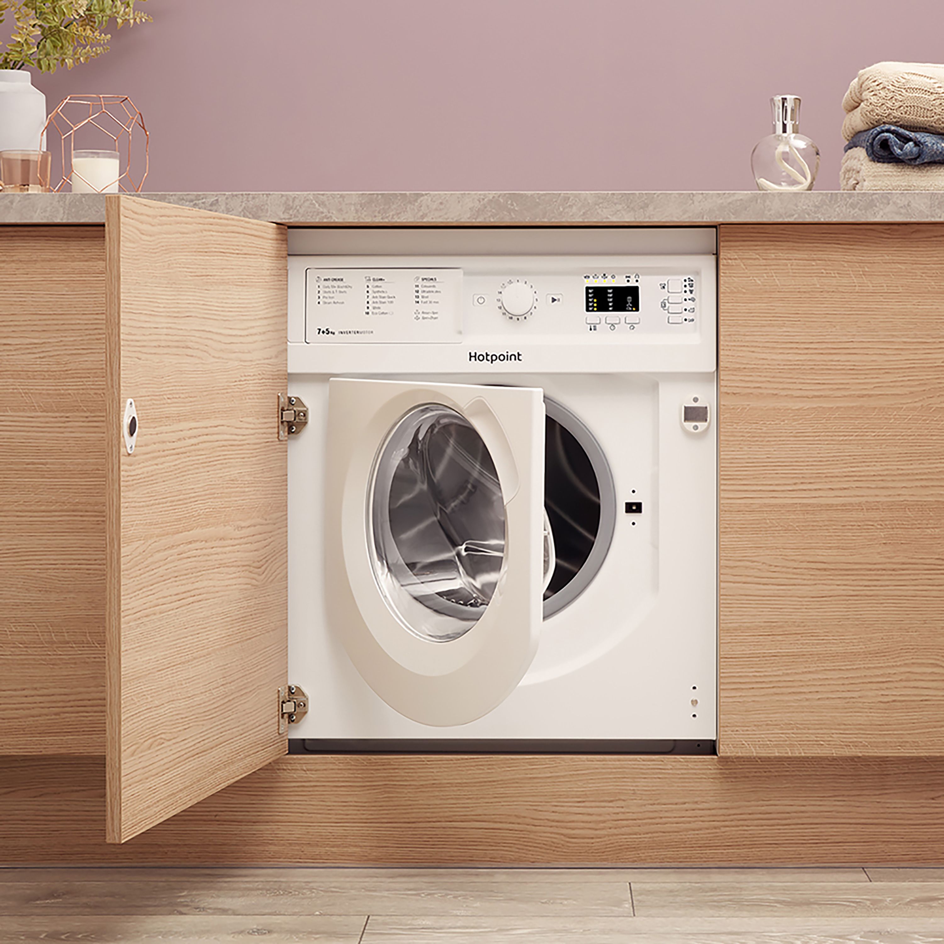 Hotpoint BIWDHG75148UKN_WH 7kg/5kg Built-in Condenser Washer dryer - White