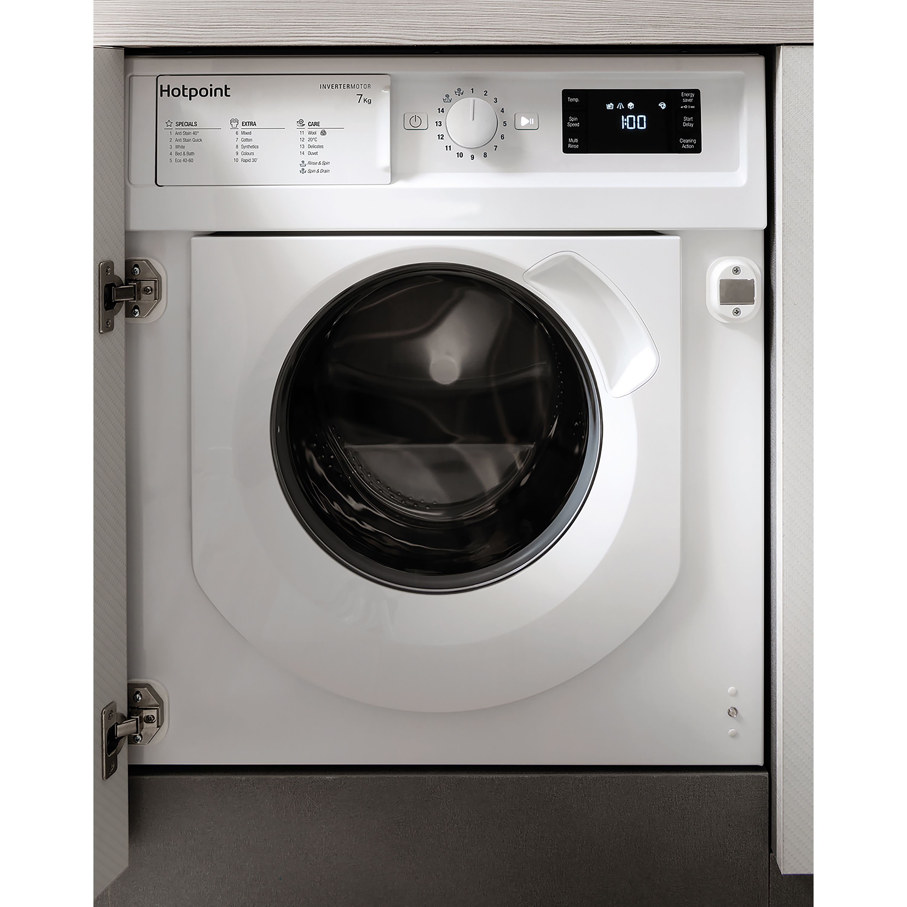Hotpoint BIWMHG71483UKN_WH 7kg Built-in 1400rpm Washing machine - White