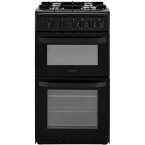 Hotpoint HD5G00KCB_BK 50cm Double Gas Cooker with Gas Hob - Black