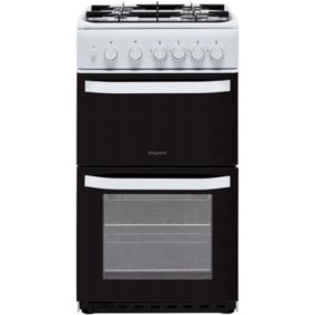 Hotpoint HD5G00KCW_WH 50cm Double Gas Cooker with Gas Hob - White